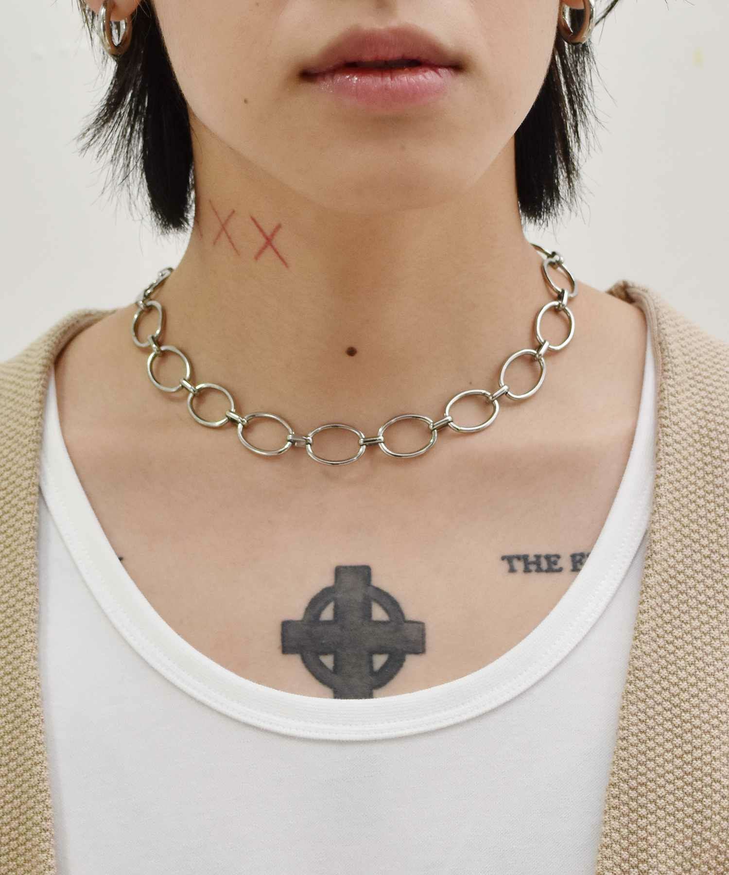 オーバルチャンキーチェーンネックレス/シルバー/サージカルステンレス