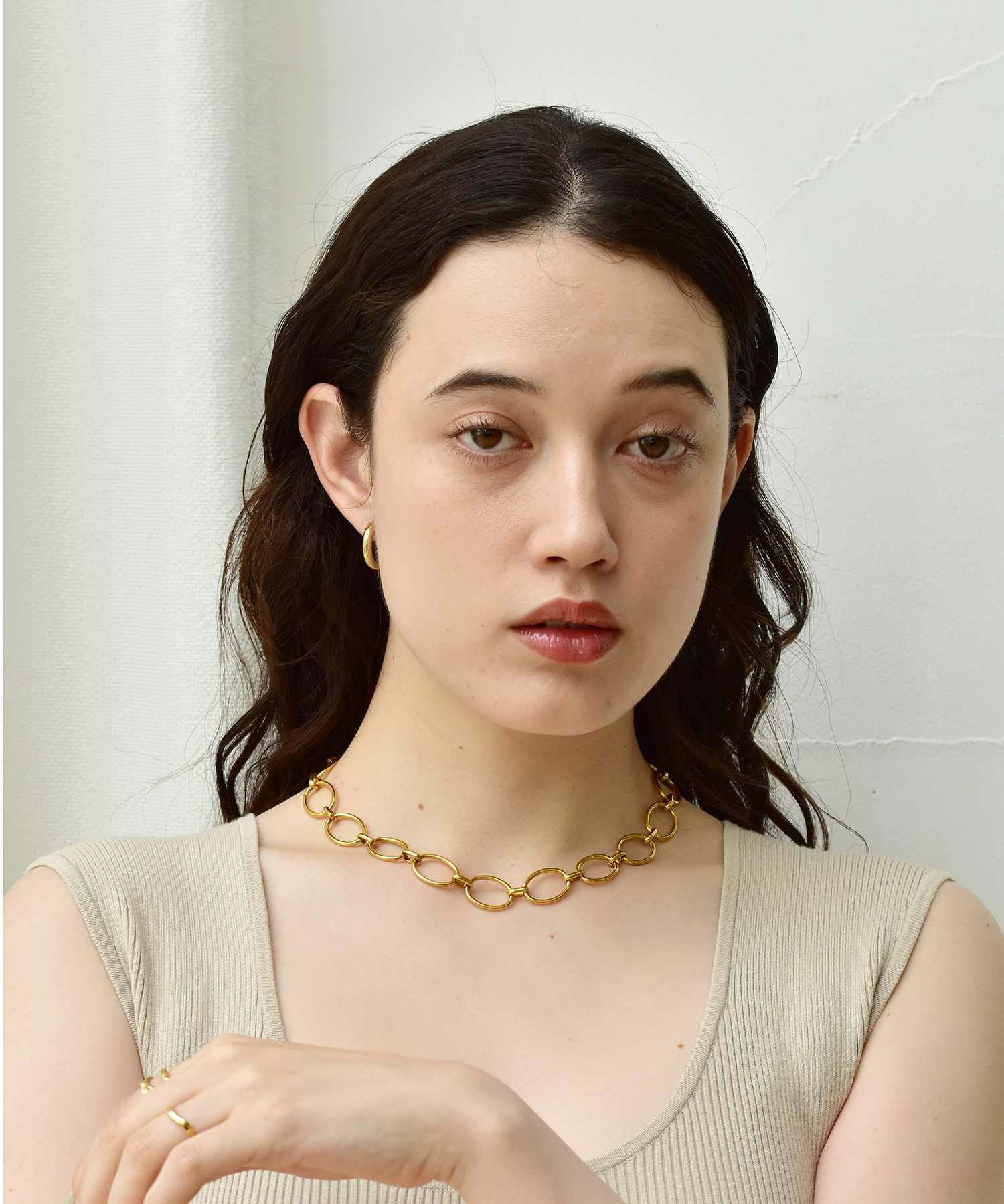 オーバルチャンキーチェーンネックレス/ゴールド/サージカルステンレス