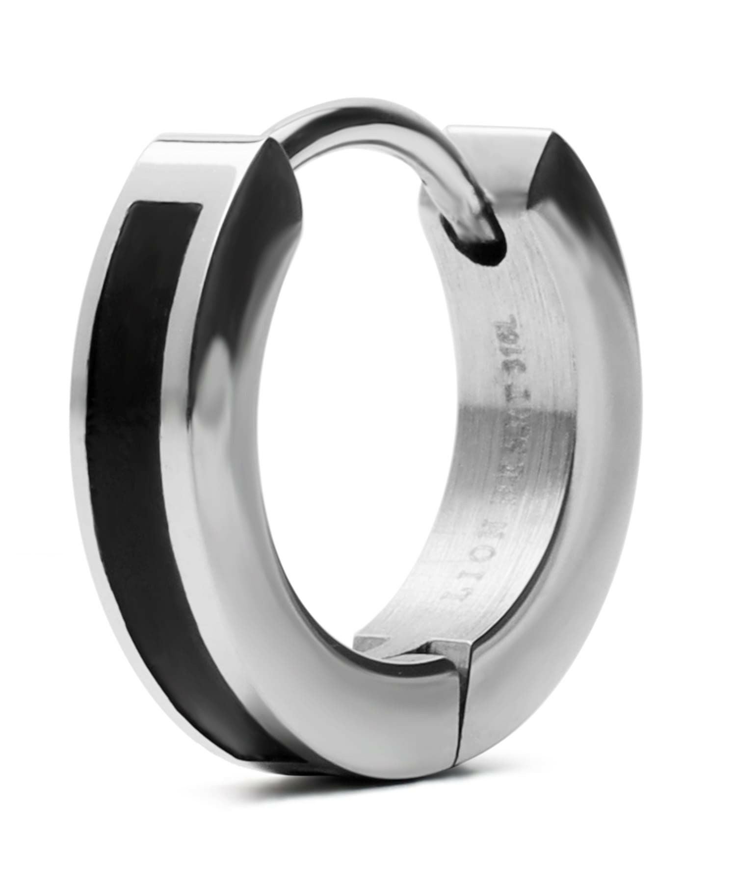 限定展開】“LH-1”ラインフープピアス（シルバー×ブラック）/サージカル