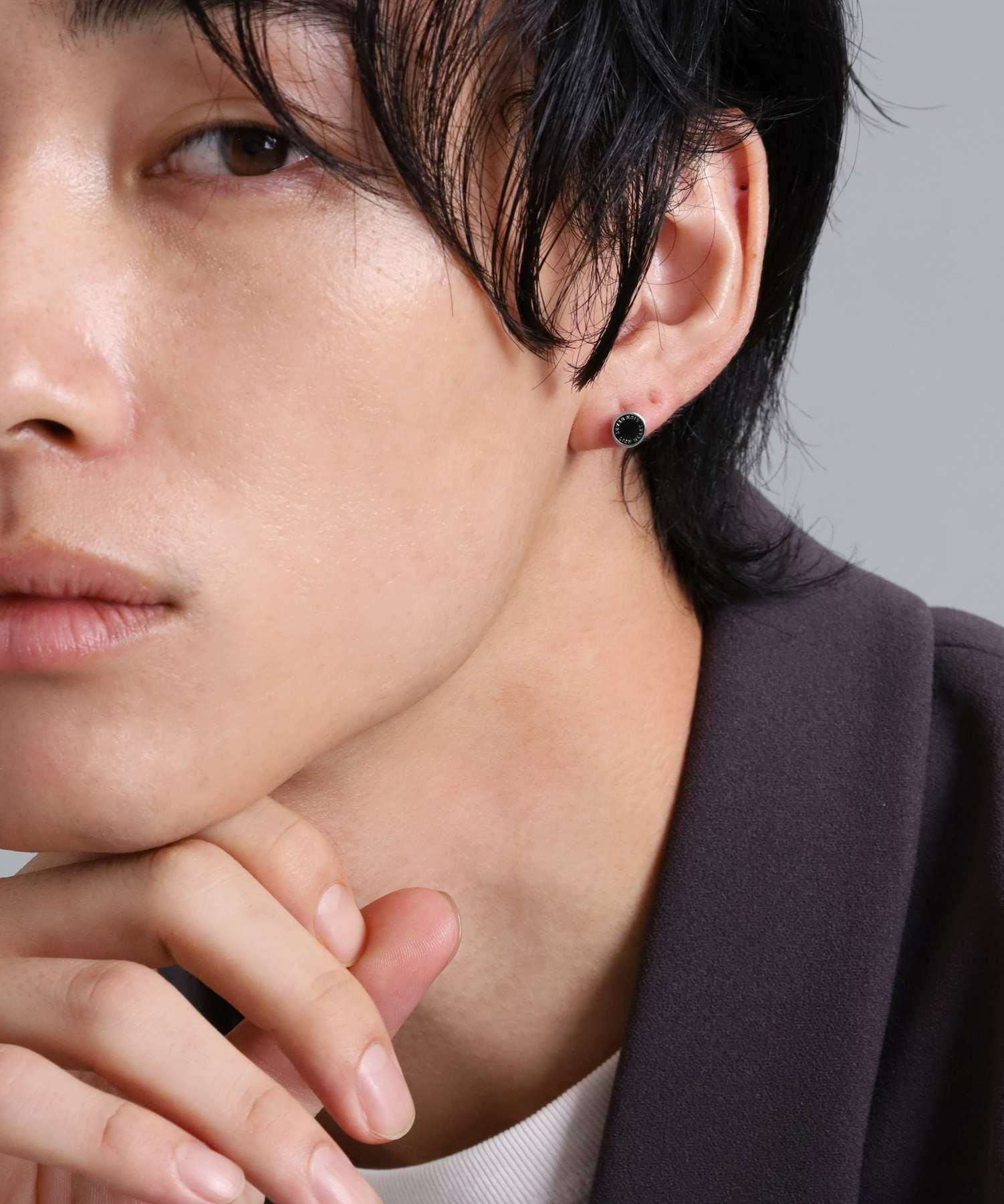 限定展開】“LH-1”サークルコインスタッズピアス（シルバー×ブラック