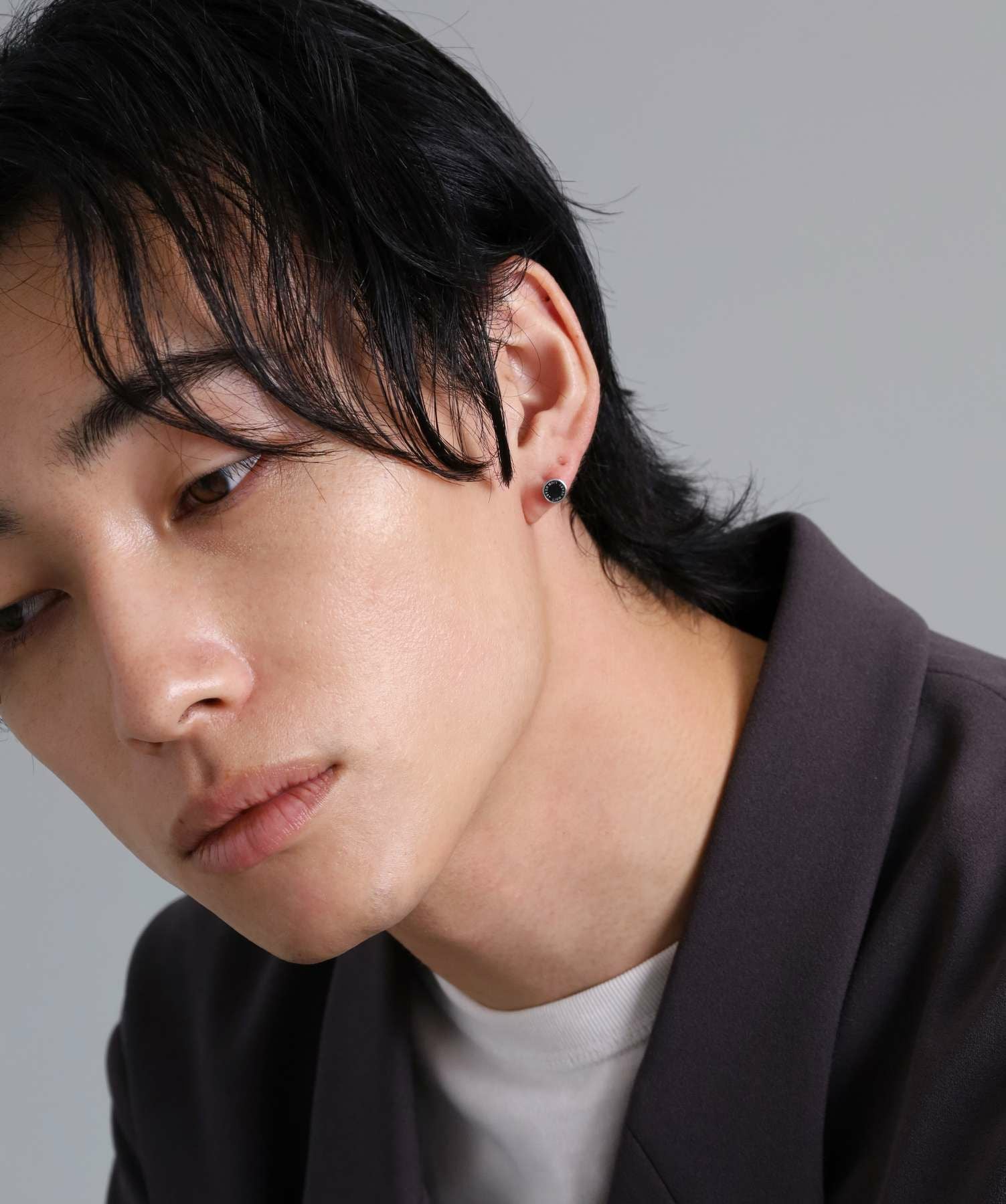 限定展開】“LH-1”サークルコインスタッズピアス（シルバー×ブラック