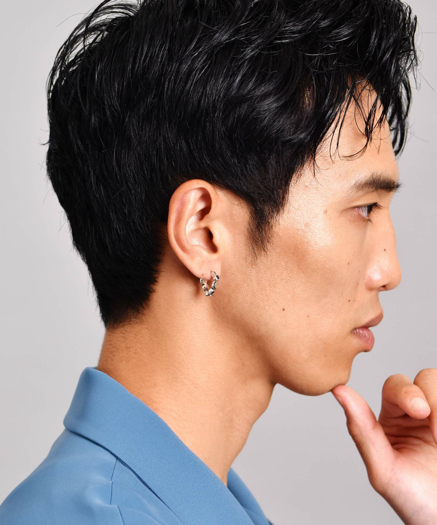 シャープフープピアス/ブラックジルコニア/右耳用/シルバー925 | LION