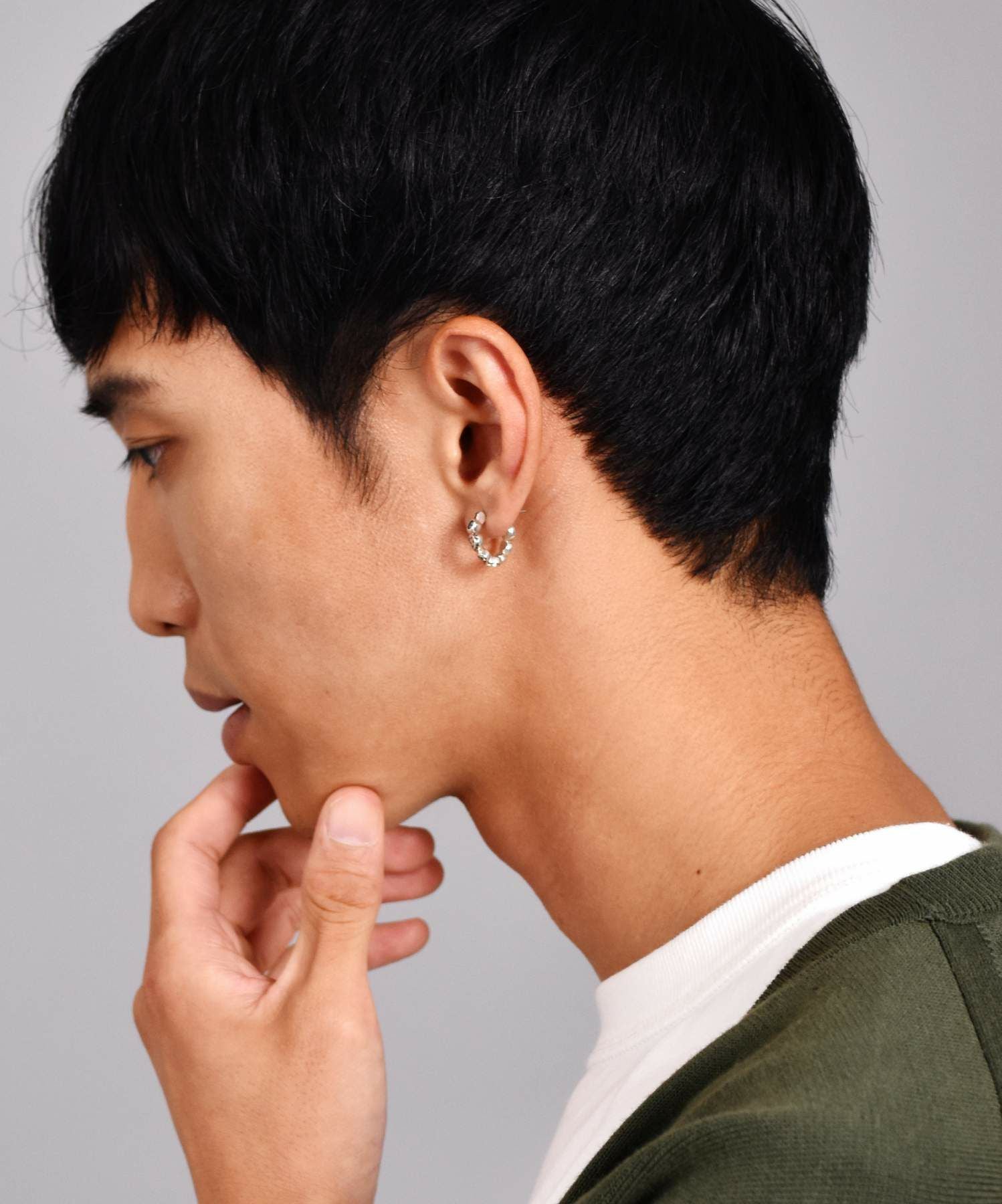 シャープフープピアス/クリアジルコニア/左耳用/シルバー925 | LION