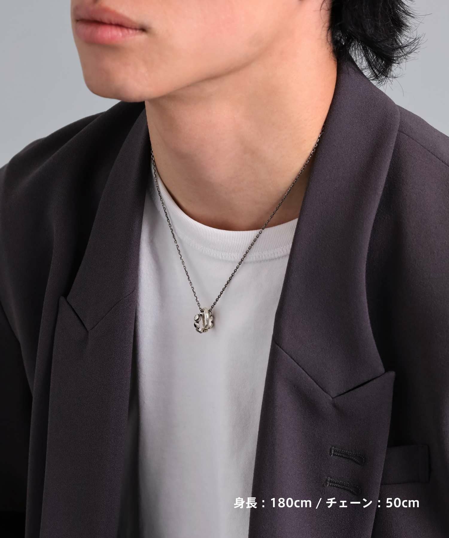 シャープウェーブリングネックレス/シルバー925