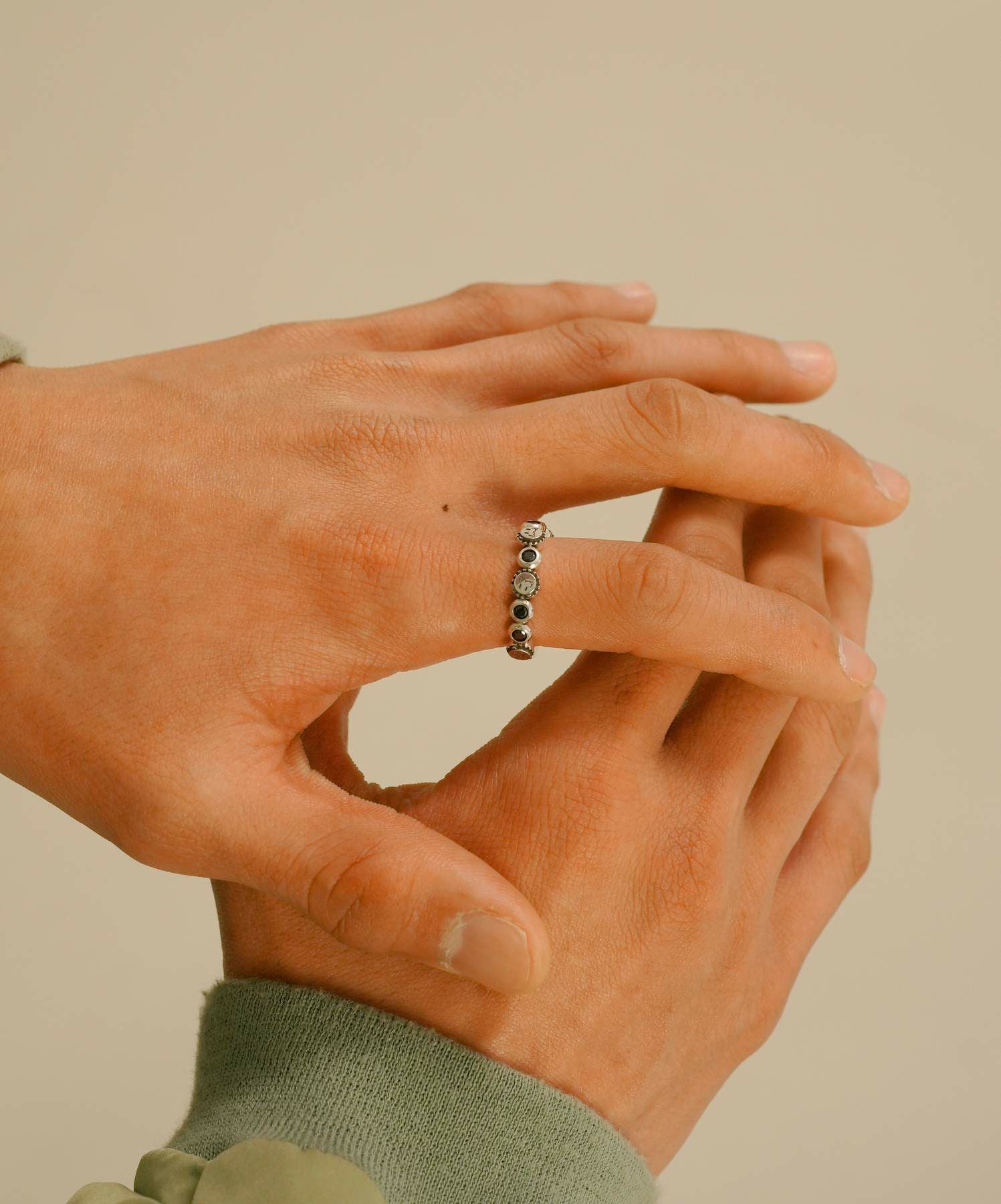 シャープウェーブリング/ブラックジルコニア/シルバー925