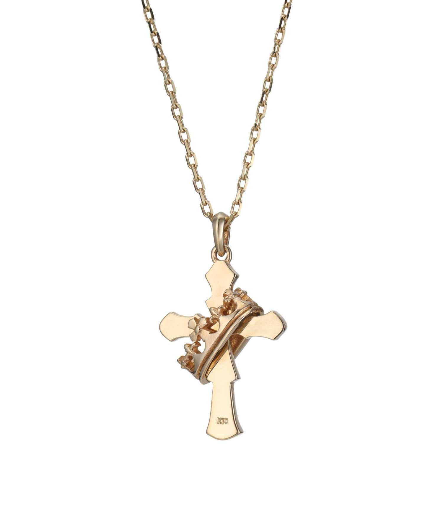 クロス＆クラウンプチネックレス/K10ゴールド