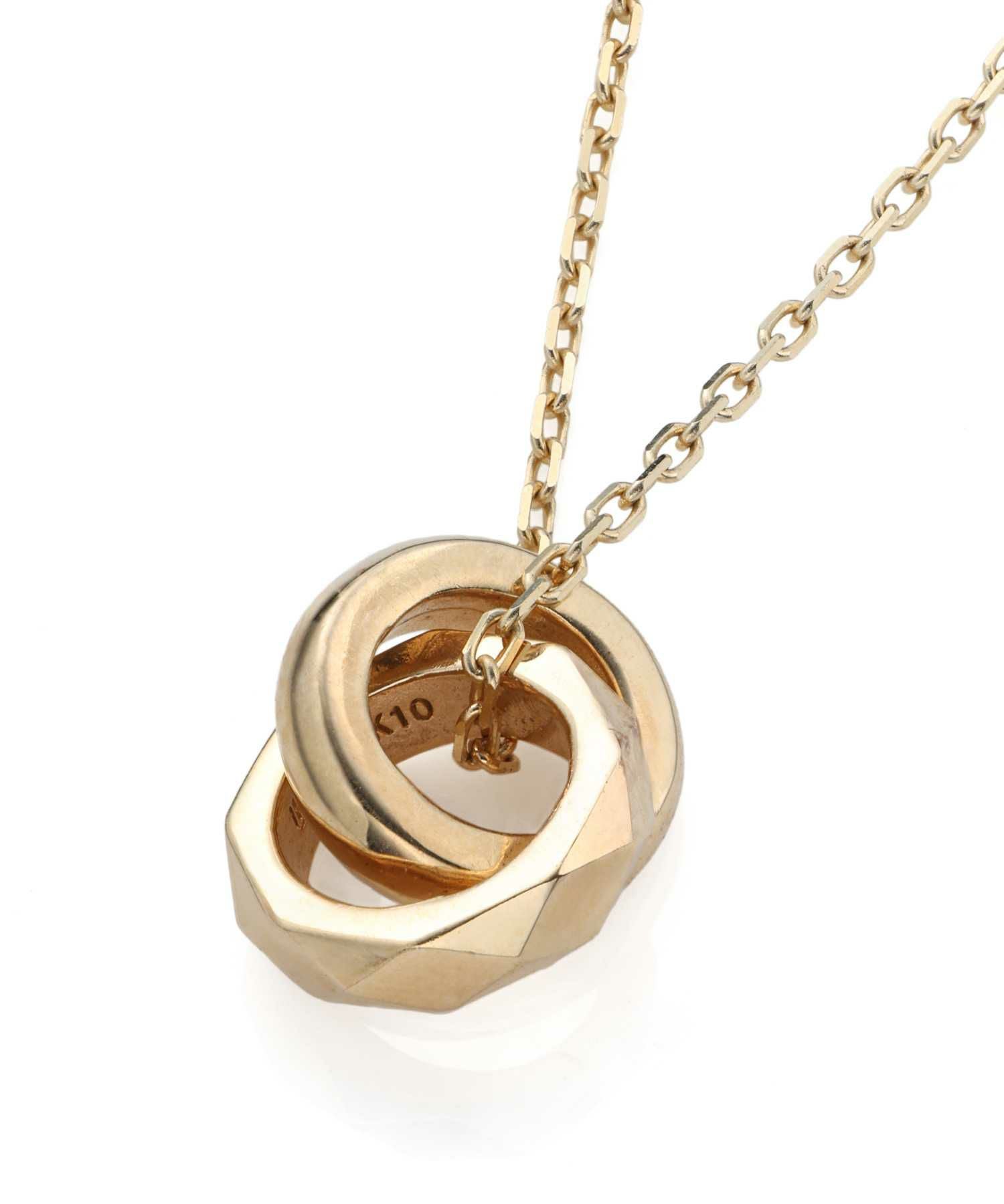 カッティングダブルリングプチネックレス/K10ゴールド