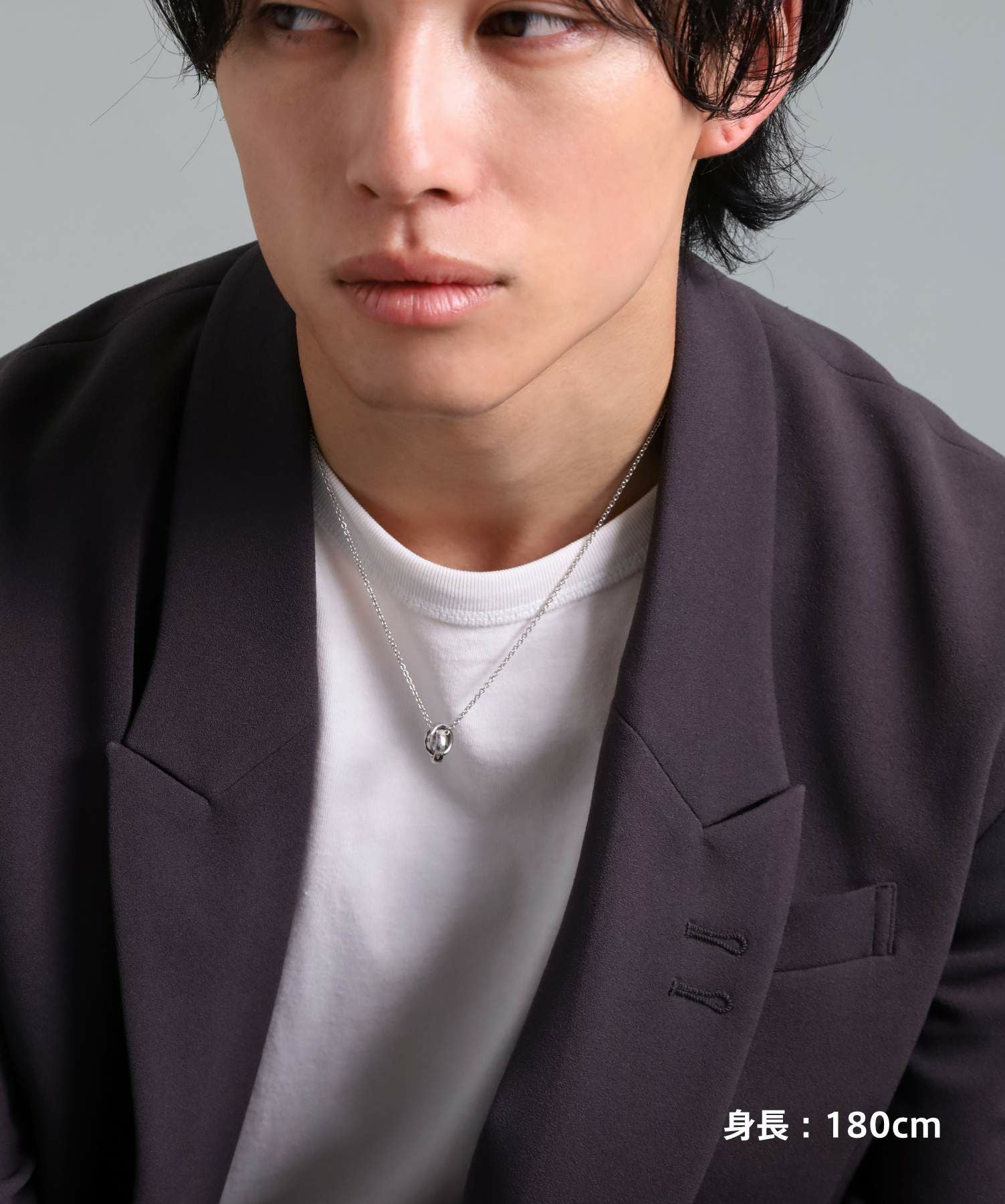 “THE EDGE”カッティングダブルリングネックレス/シルバー/シルバー925