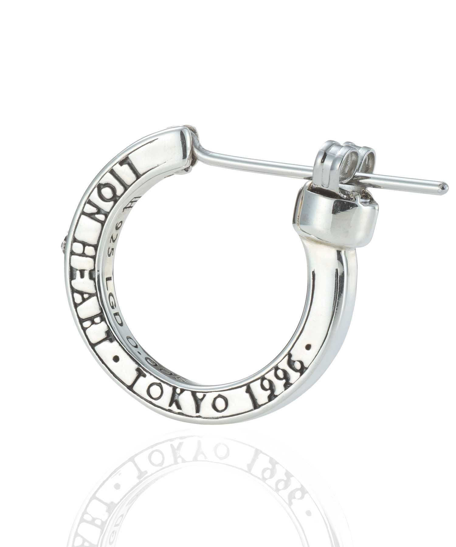 新品　未使用　ライオンハート　ロゴ　フープ　ピアス　合成ダイヤ　クロッシング クロッシングピアス/ELプレーンフープ/M SIZE/シルバー925 | LION