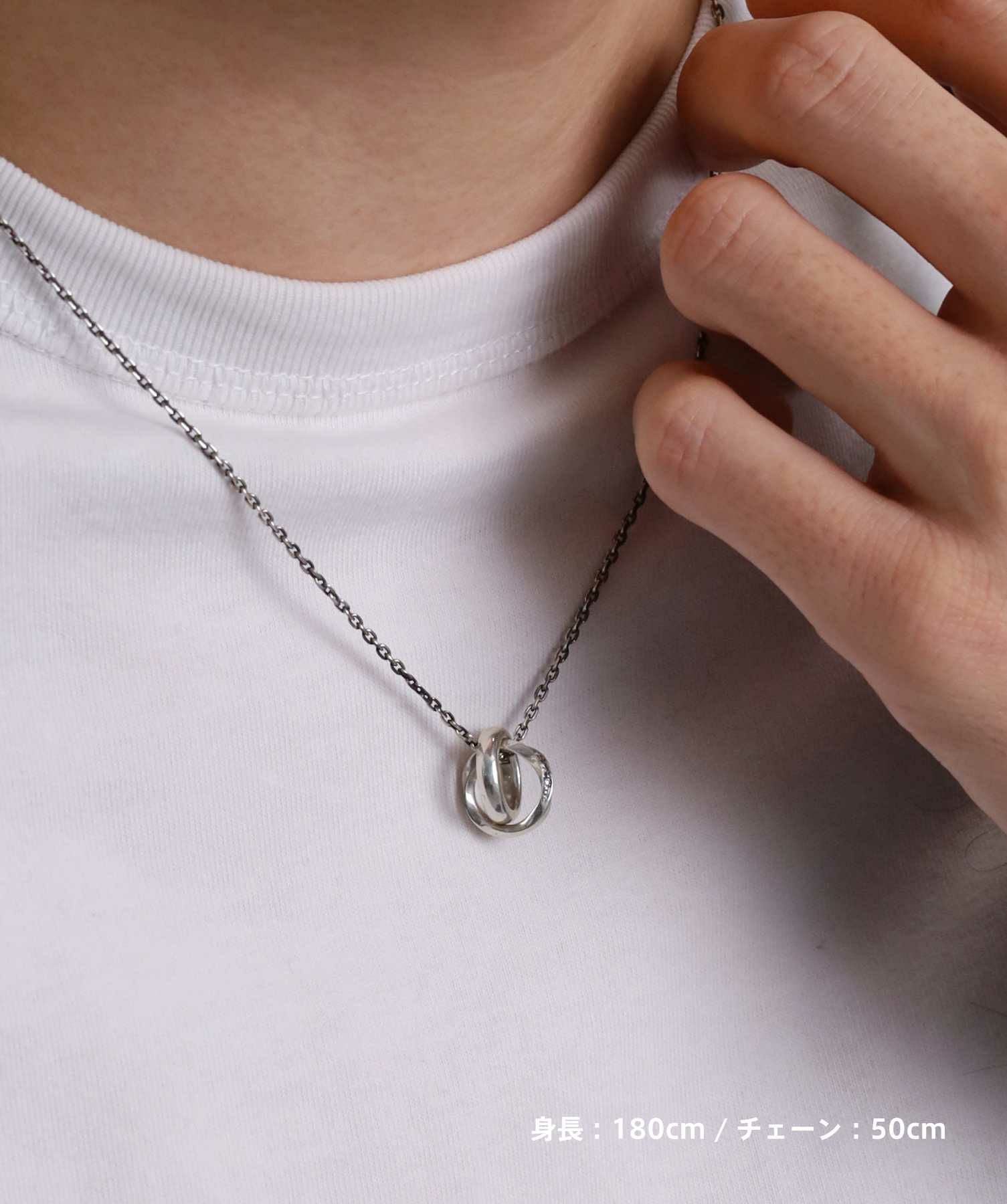 ロイヤルツイストダブルリングネックレス/シルバー925