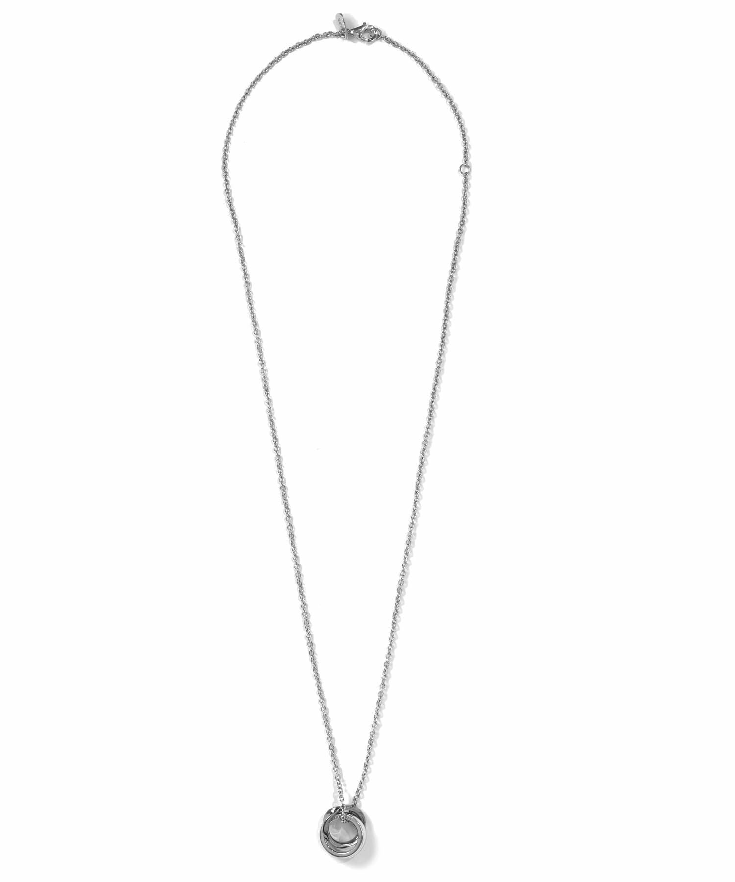 ラージウェーブダブルリングネックレス/シルバー×ブラック/シルバー925