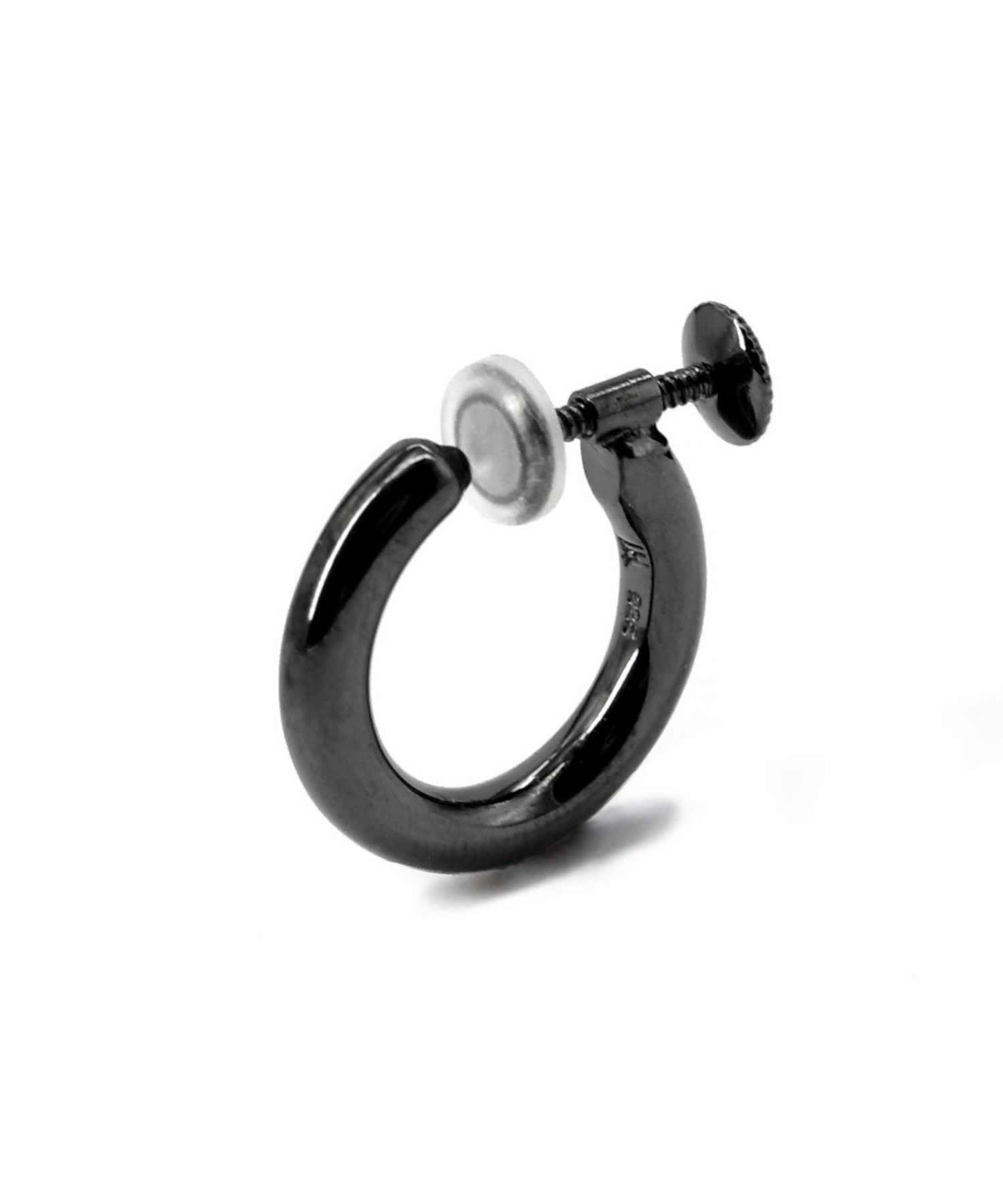 シルバーイヤリング/プレーン/シルバー925（ブラック）