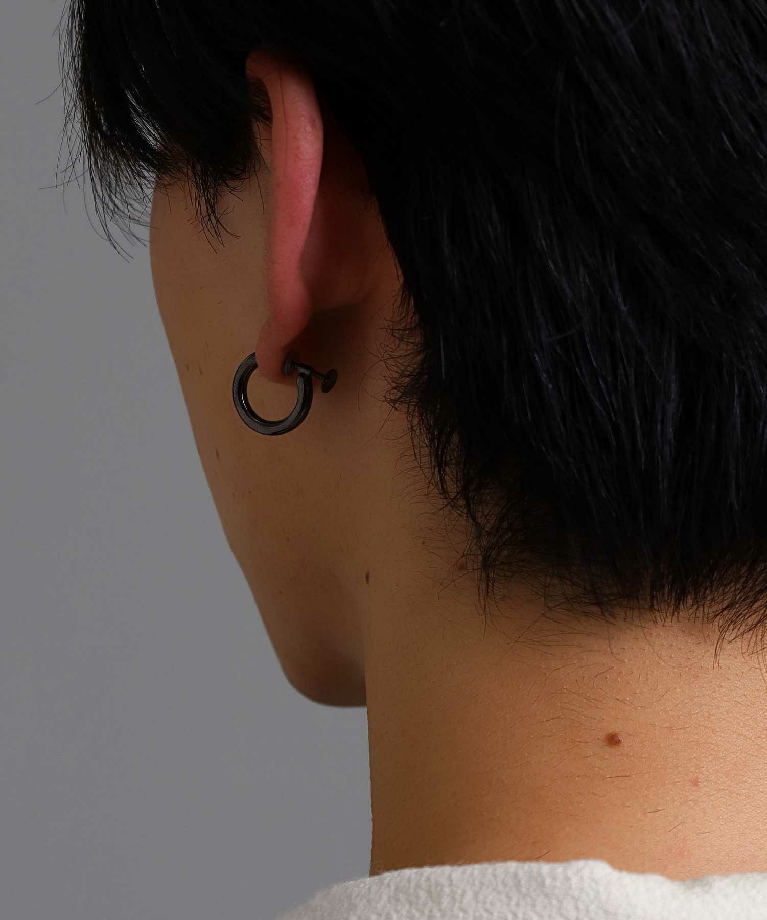 シルバーイヤリング/プレーン/シルバー925（ブラック）