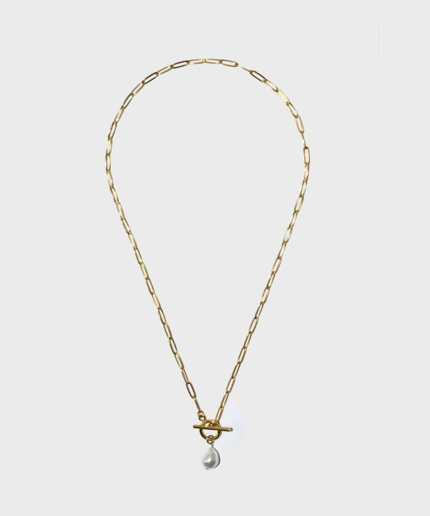 ポイントパールチェーンネックレス/シルバー/サージカルステンレス316L