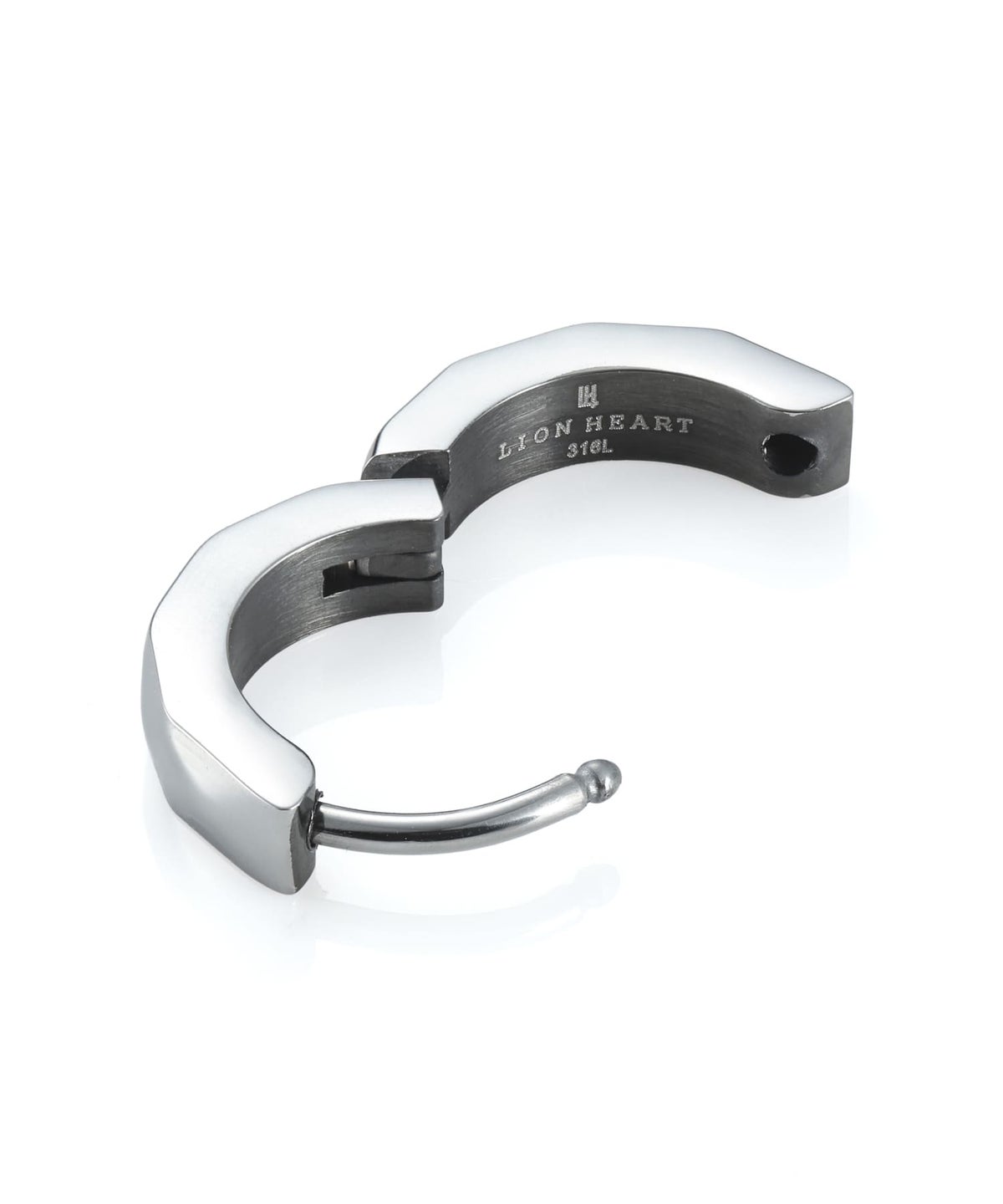 【WEB限定】カッティングフープピアス/シルバー×ブラック/サージカルステンレス316L（金属アレルギー対応）