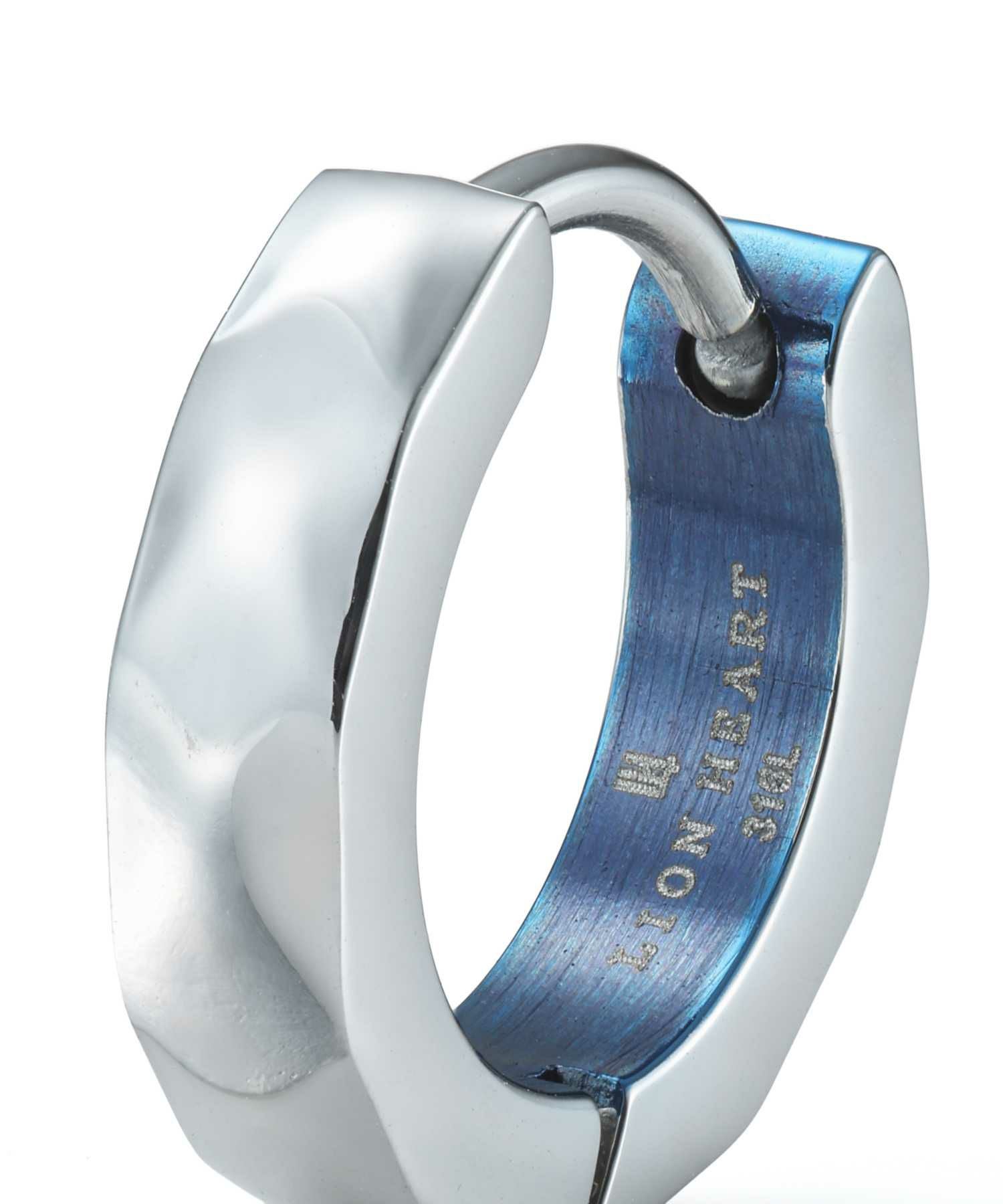 【WEB限定】カッティングフープピアス/シルバー×ブルー/サージカルステンレス316L（金属アレルギー対応）