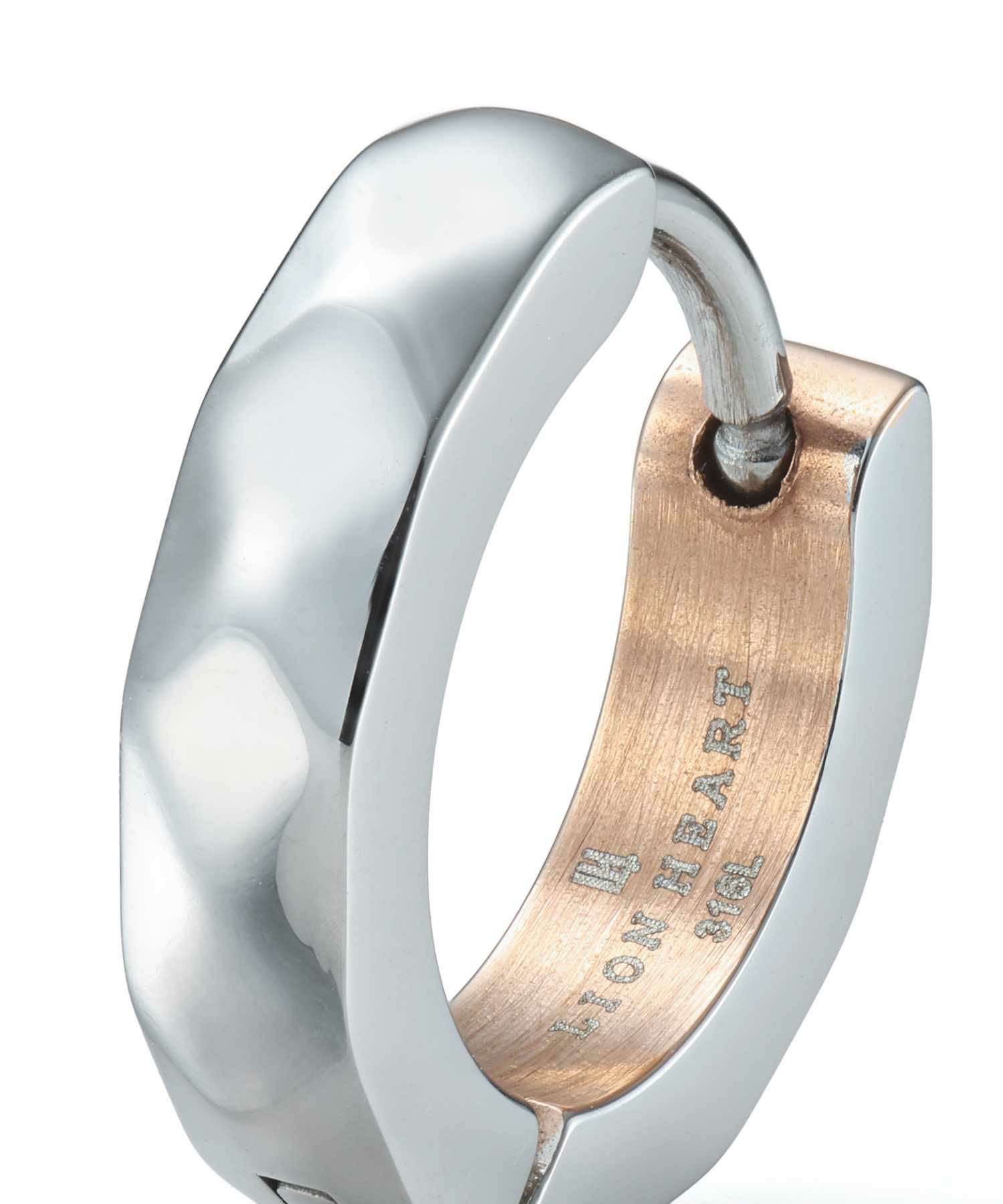 【WEB限定】カッティングフープピアス/シルバー×ピンクゴールド/サージカルステンレス316L（金属アレルギー対応）