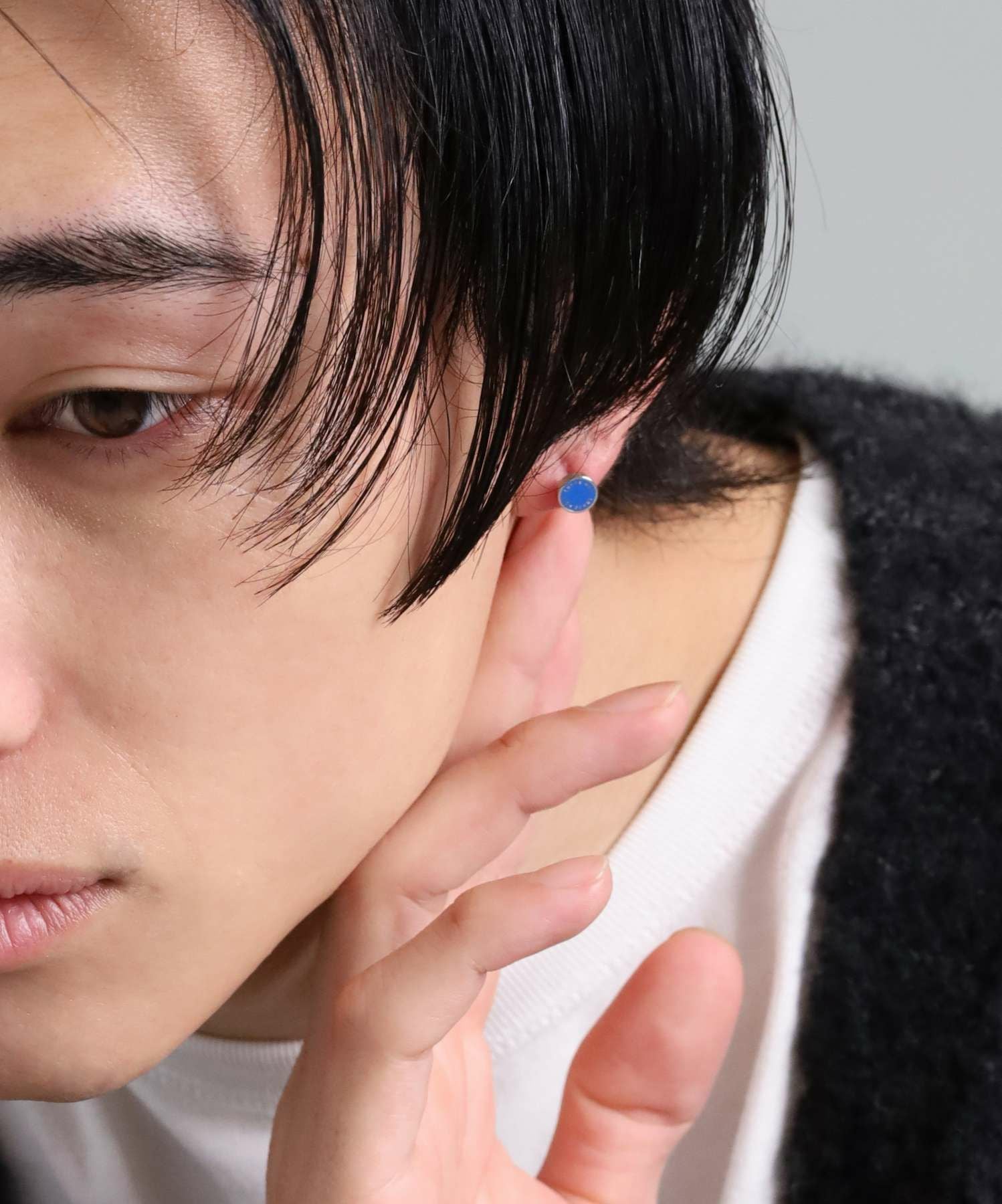 限定展開】“LH-1”サークルコインスタッズピアス（シルバー×ブルー