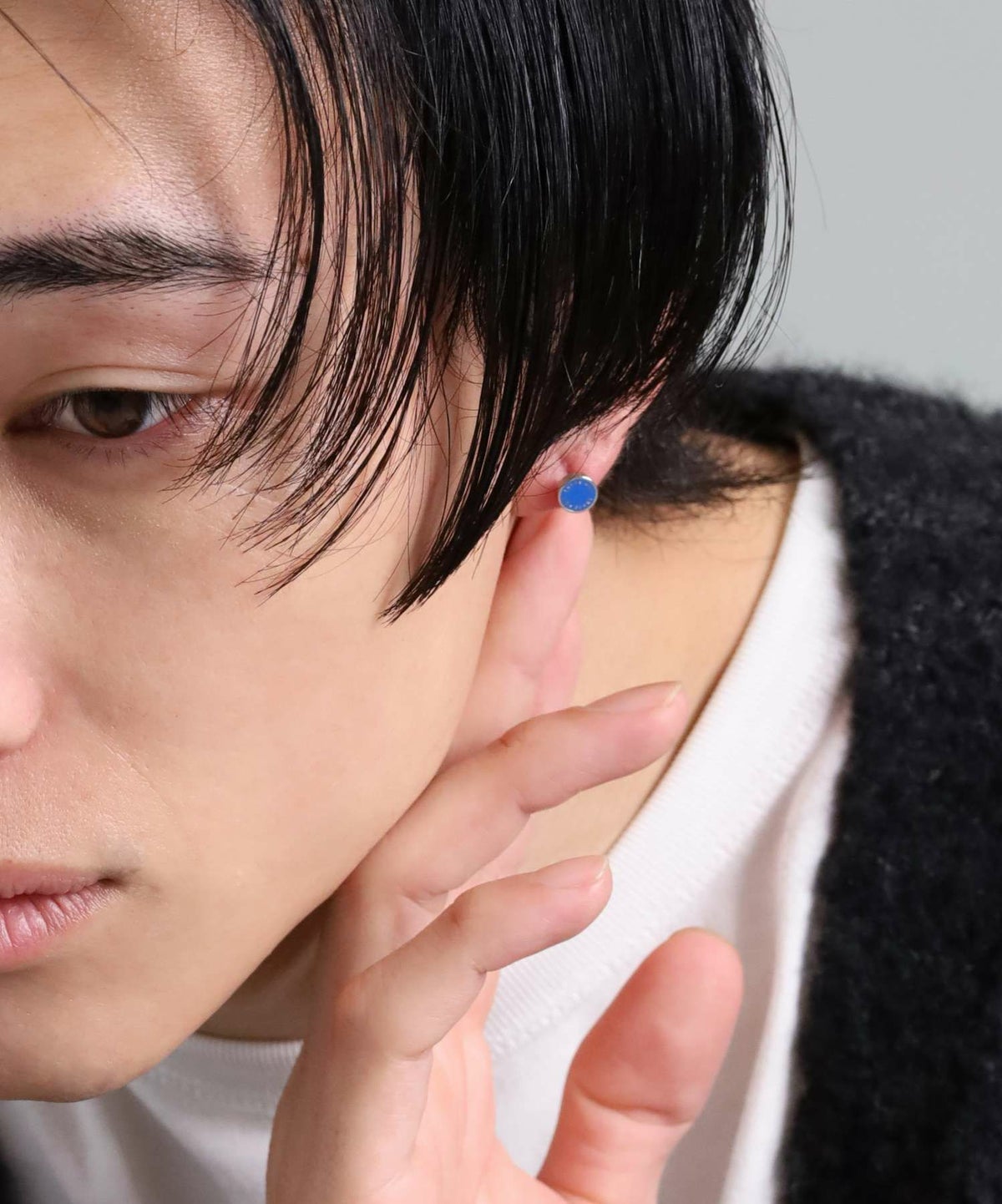 【WEB限定】サークルコインスタッズピアス/シルバー×ブルー/サージカルステンレス316L（金属アレルギー対応）