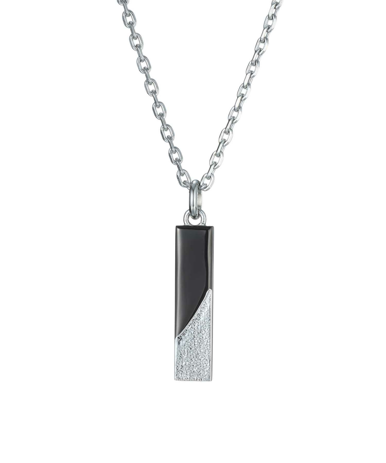 【WEB限定】トライネックレス/サンドプレート/シルバー×ブラック/サージカルステンレス316L（金属アレルギー対応）