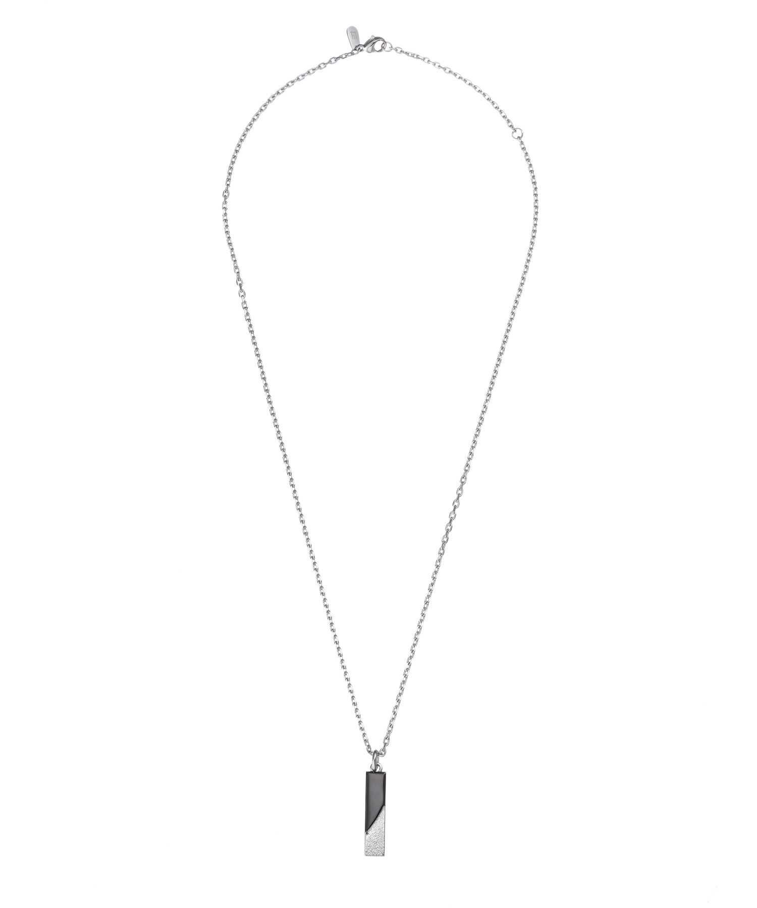 【WEB限定】トライネックレス/サンドプレート/シルバー×ブラック/サージカルステンレス316L（金属アレルギー対応）