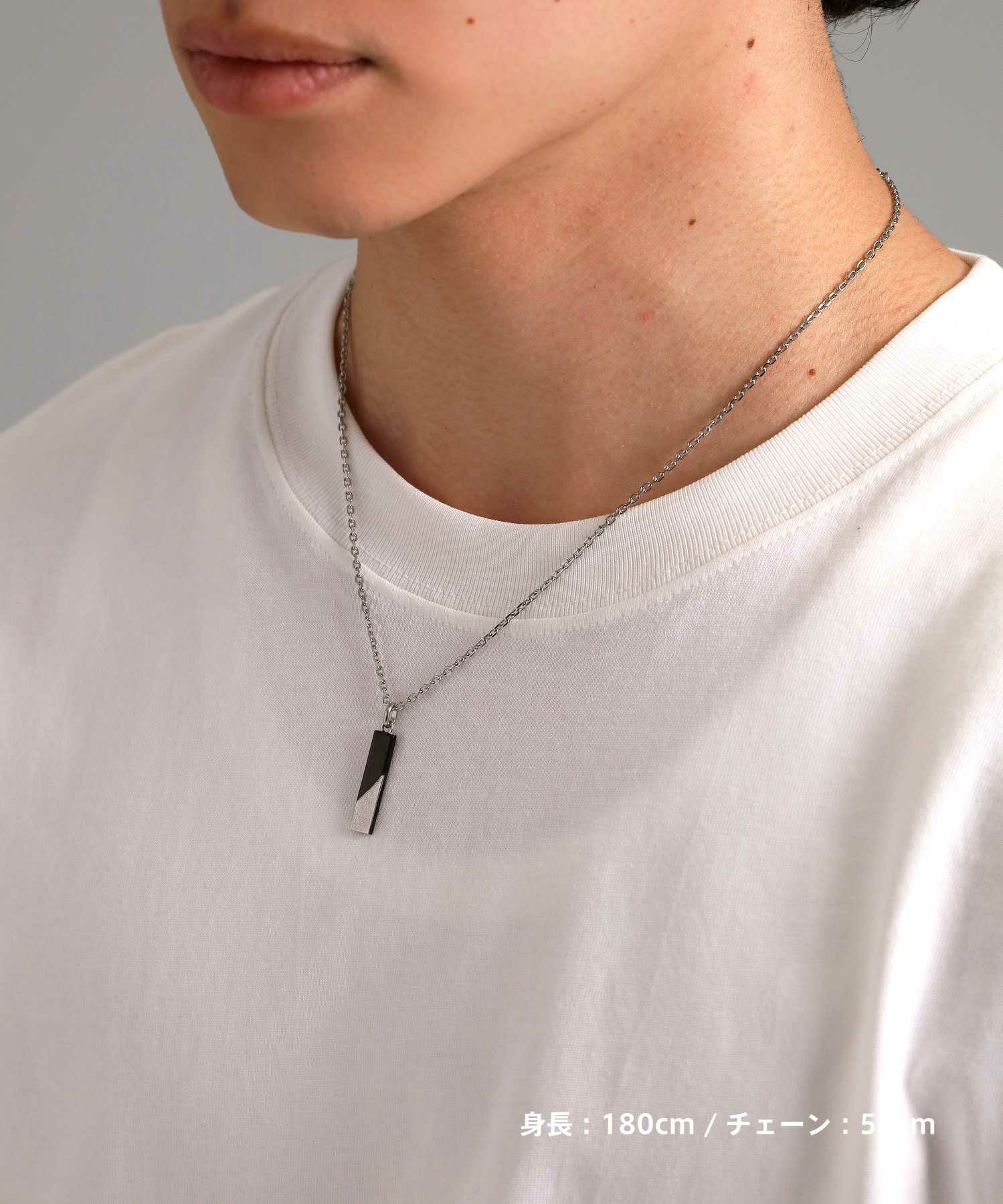 【WEB限定】トライネックレス/サンドプレート/シルバー×ブラック/サージカルステンレス316L（金属アレルギー対応）