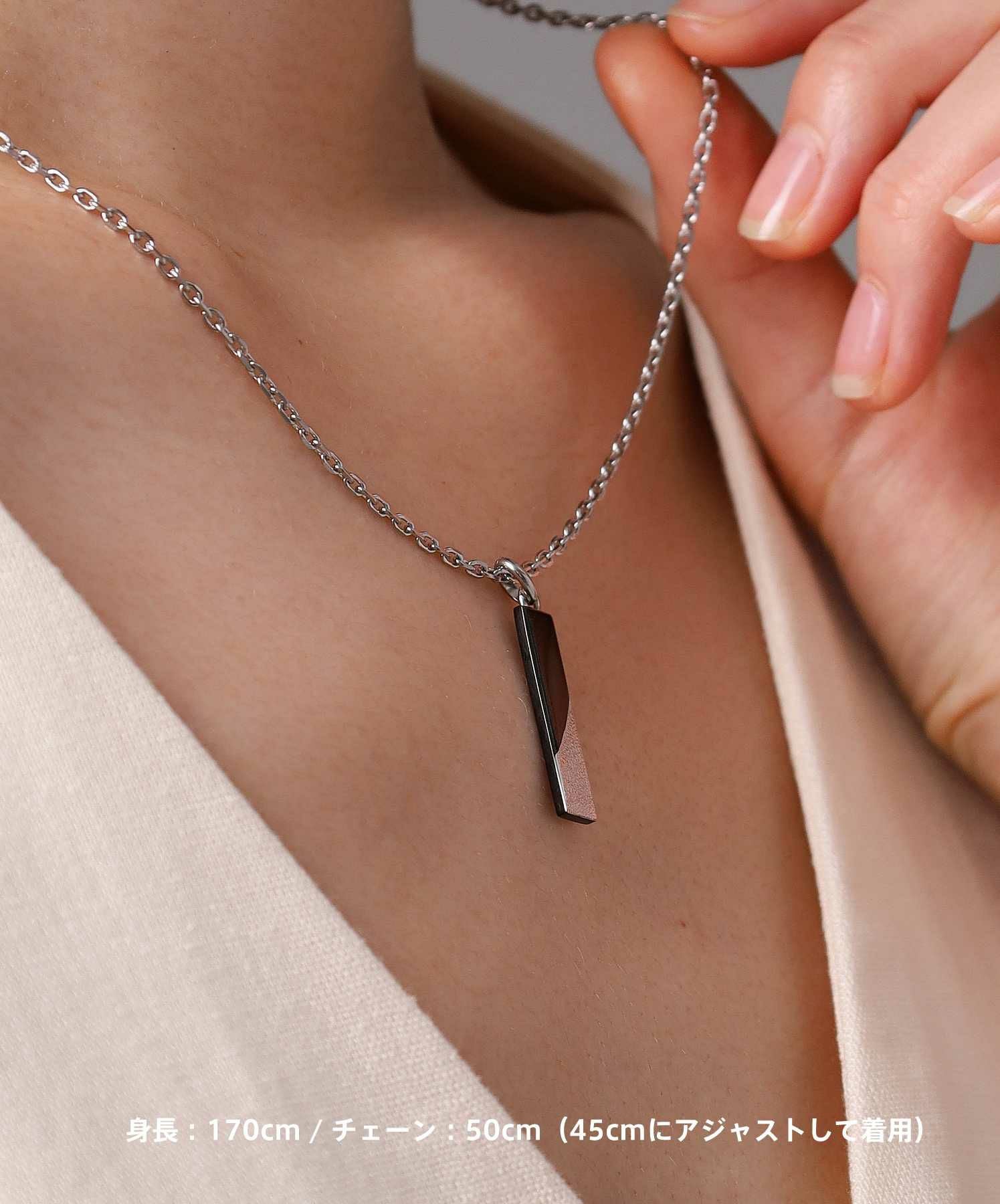 限定展開】“SAND”プレートネックレス（シルバー×ブラック）/サージカル