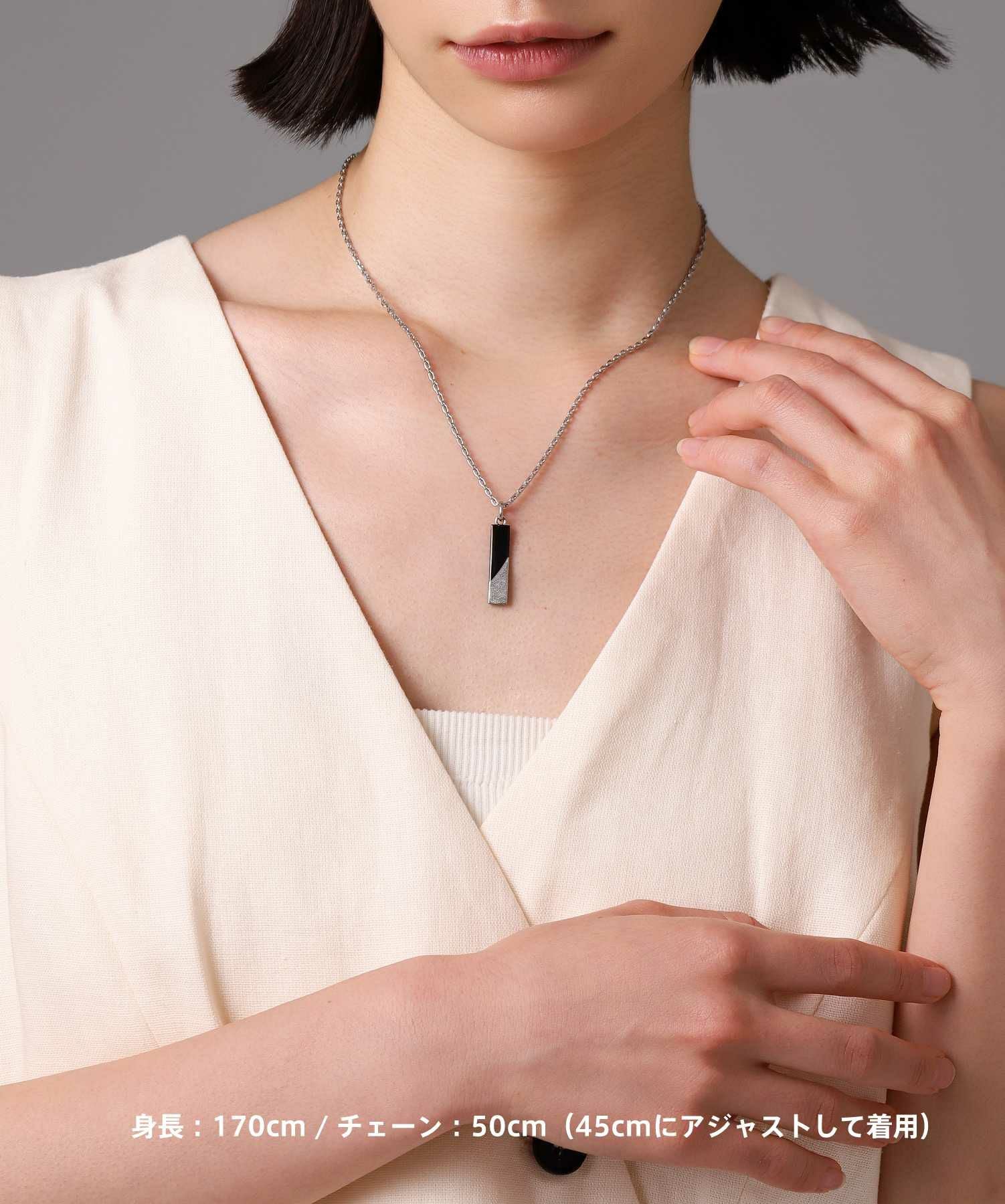限定展開】“SAND”プレートネックレス（シルバー×ブラック）/サージカル