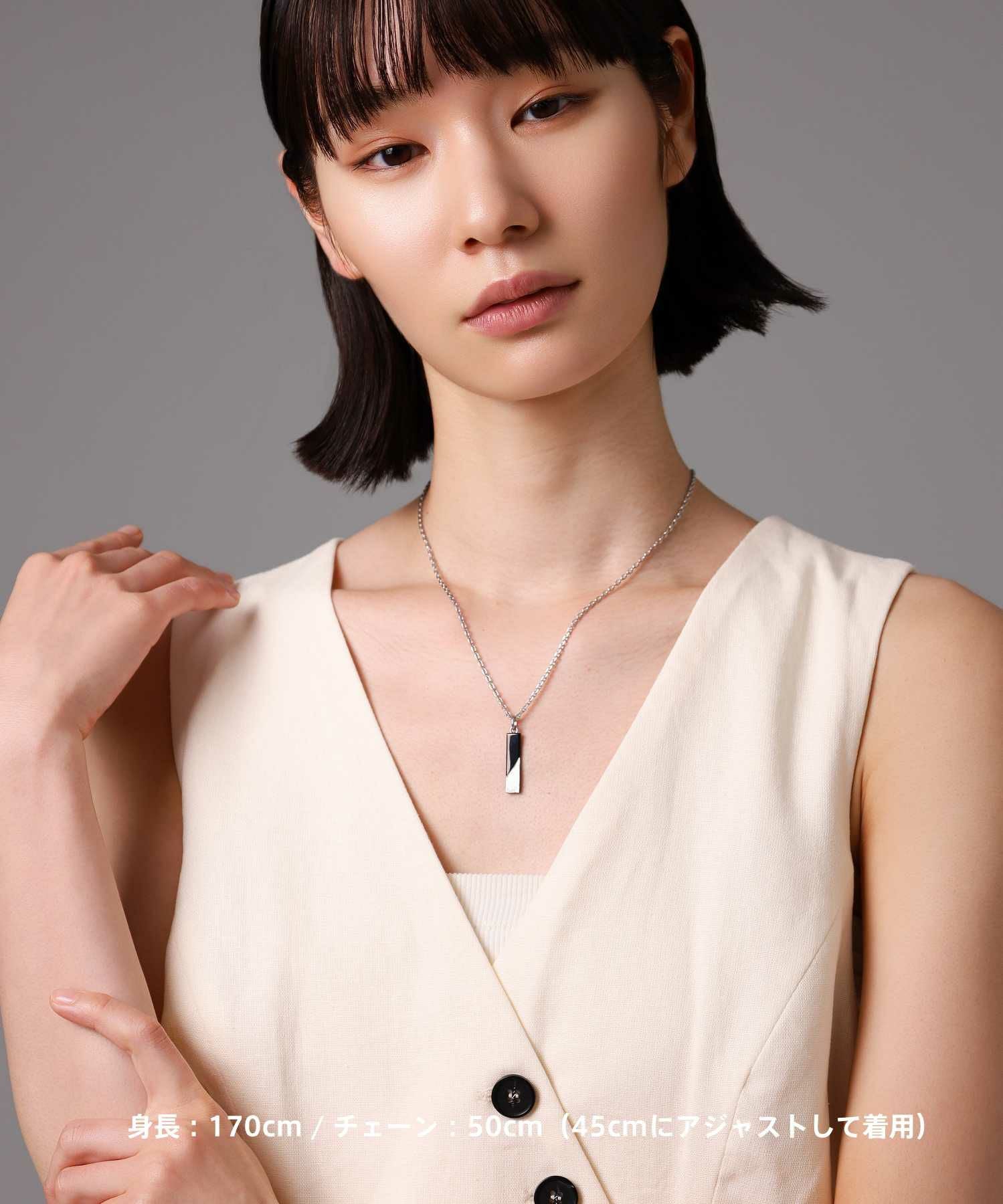 限定展開】“SAND”プレートネックレス（シルバー×ブラック）/サージカル