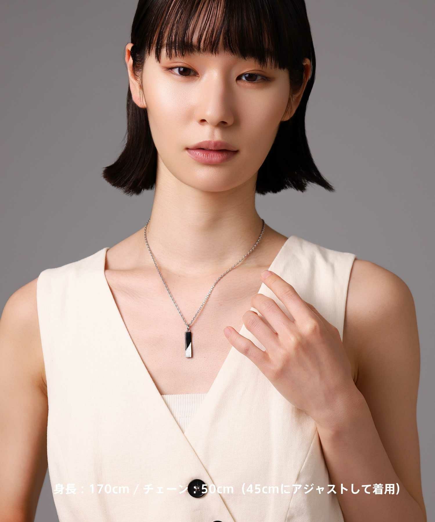 限定展開】“SAND”プレートネックレス（シルバー×ブラック）/サージカル