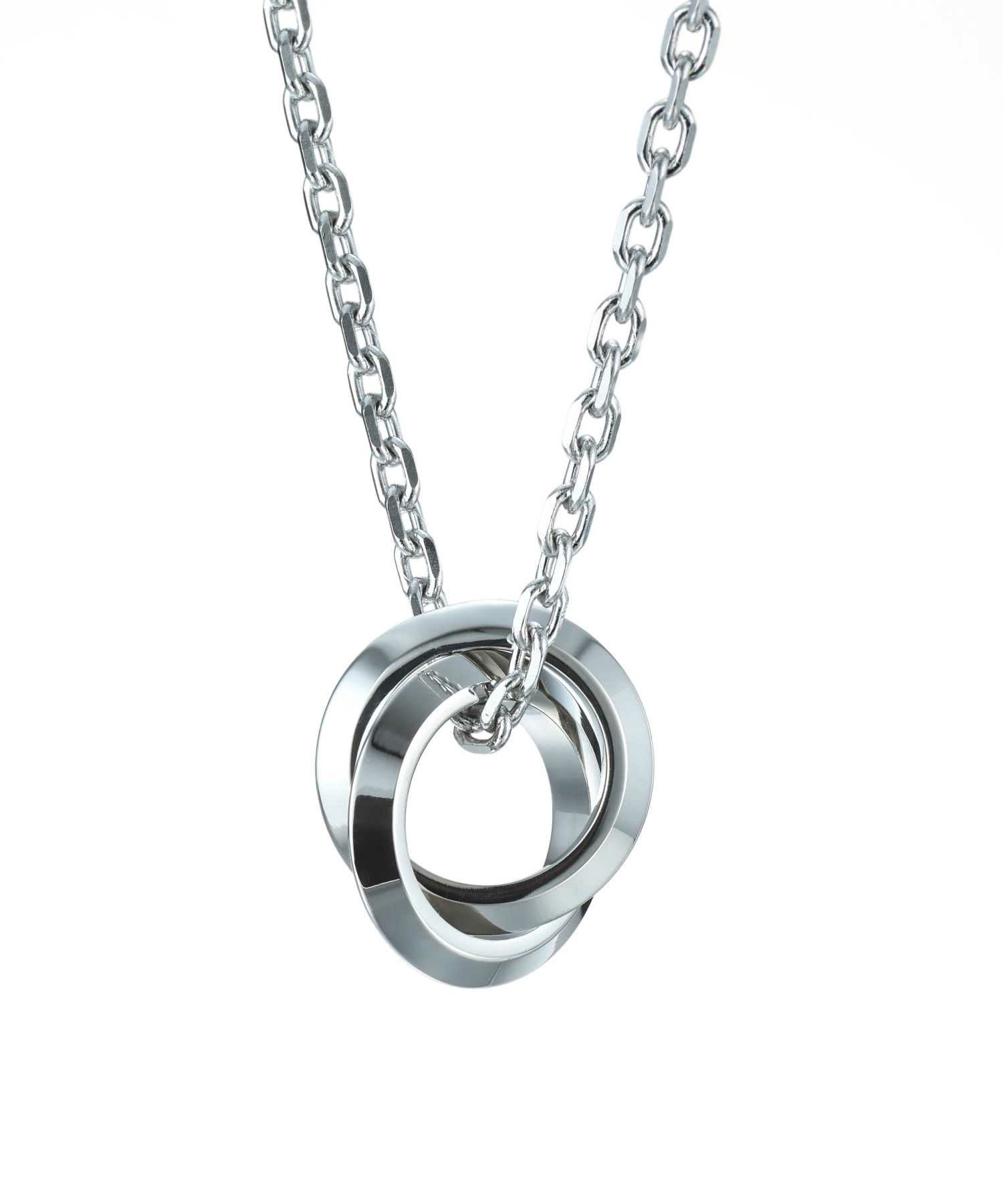 【WEB限定】エッジダブルリングネックレス/シルバー/サージカルステンレス316L（金属アレルギー対応）