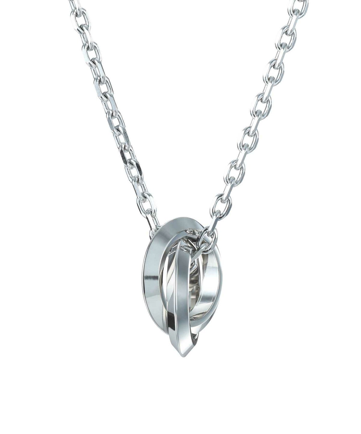 【WEB限定】エッジダブルリングネックレス/シルバー/サージカルステンレス316L（金属アレルギー対応）