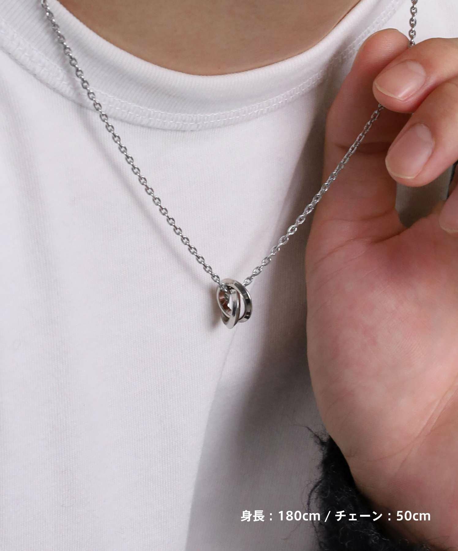 限定展開】“LH-1”エッジダブルリングネックレス（シルバー