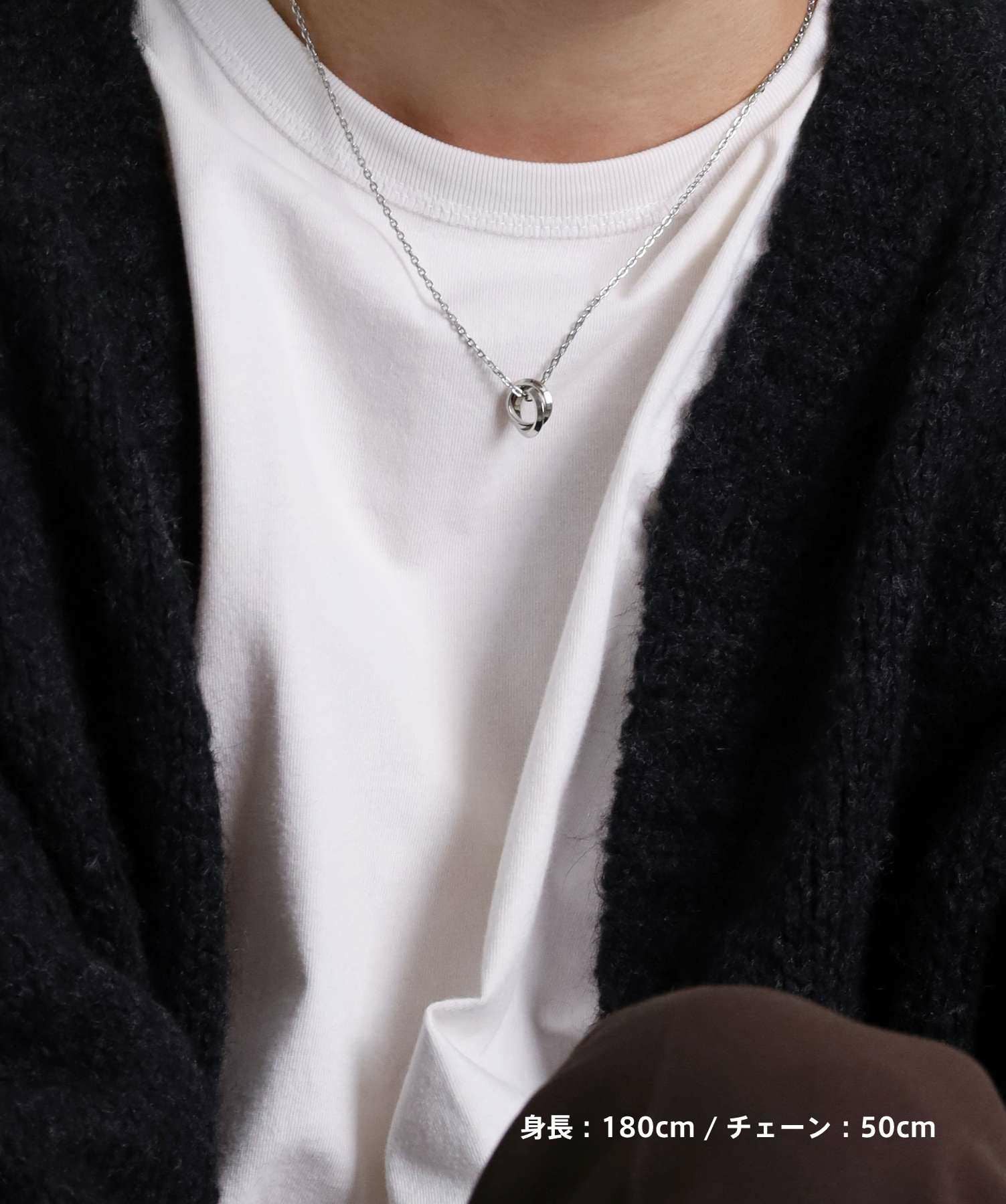 限定展開】“LH-1”エッジダブルリングネックレス（シルバー
