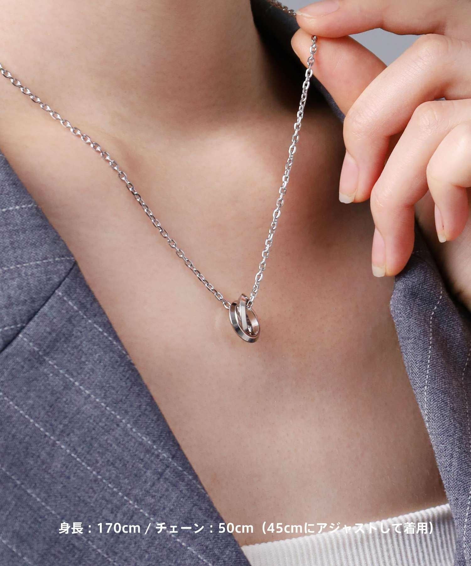限定展開】“LH-1”エッジダブルリングネックレス（シルバー