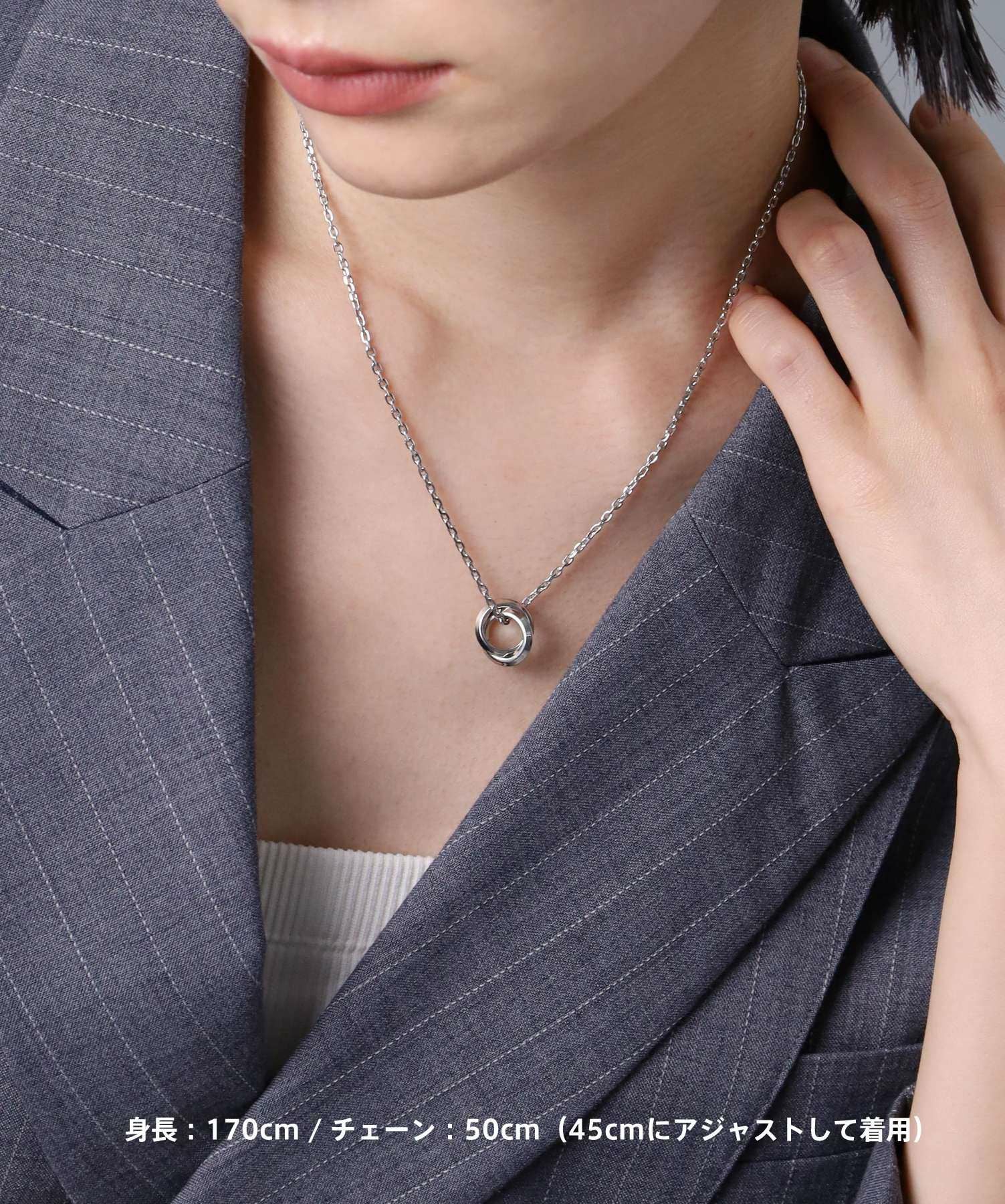 限定展開】“LH-1”エッジダブルリングネックレス（シルバー