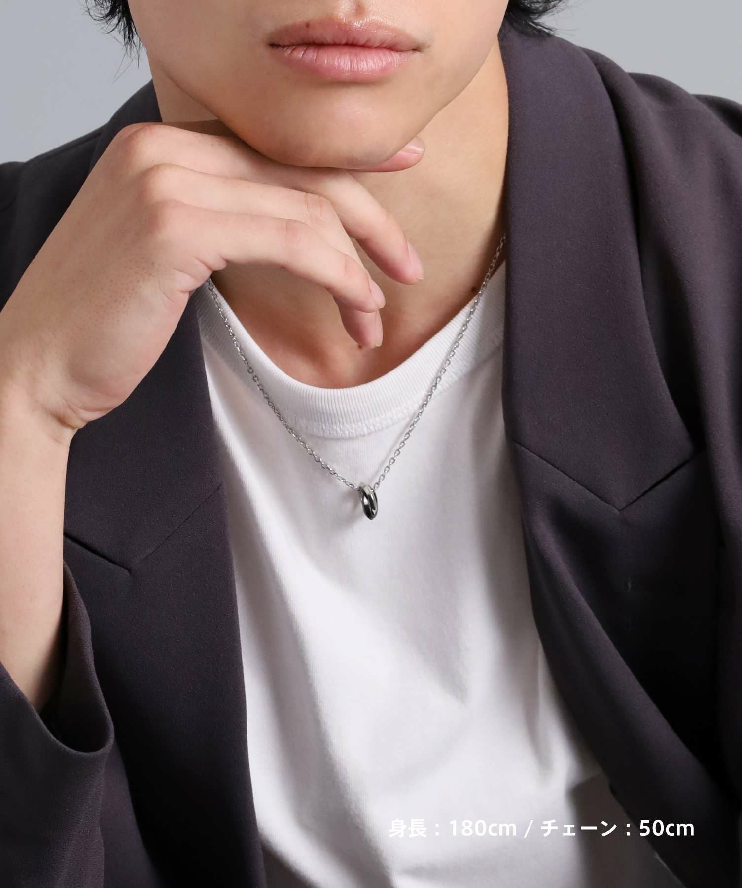 限定展開】“LH-1”エッジダブルリングネックレス（シルバー×ブラック