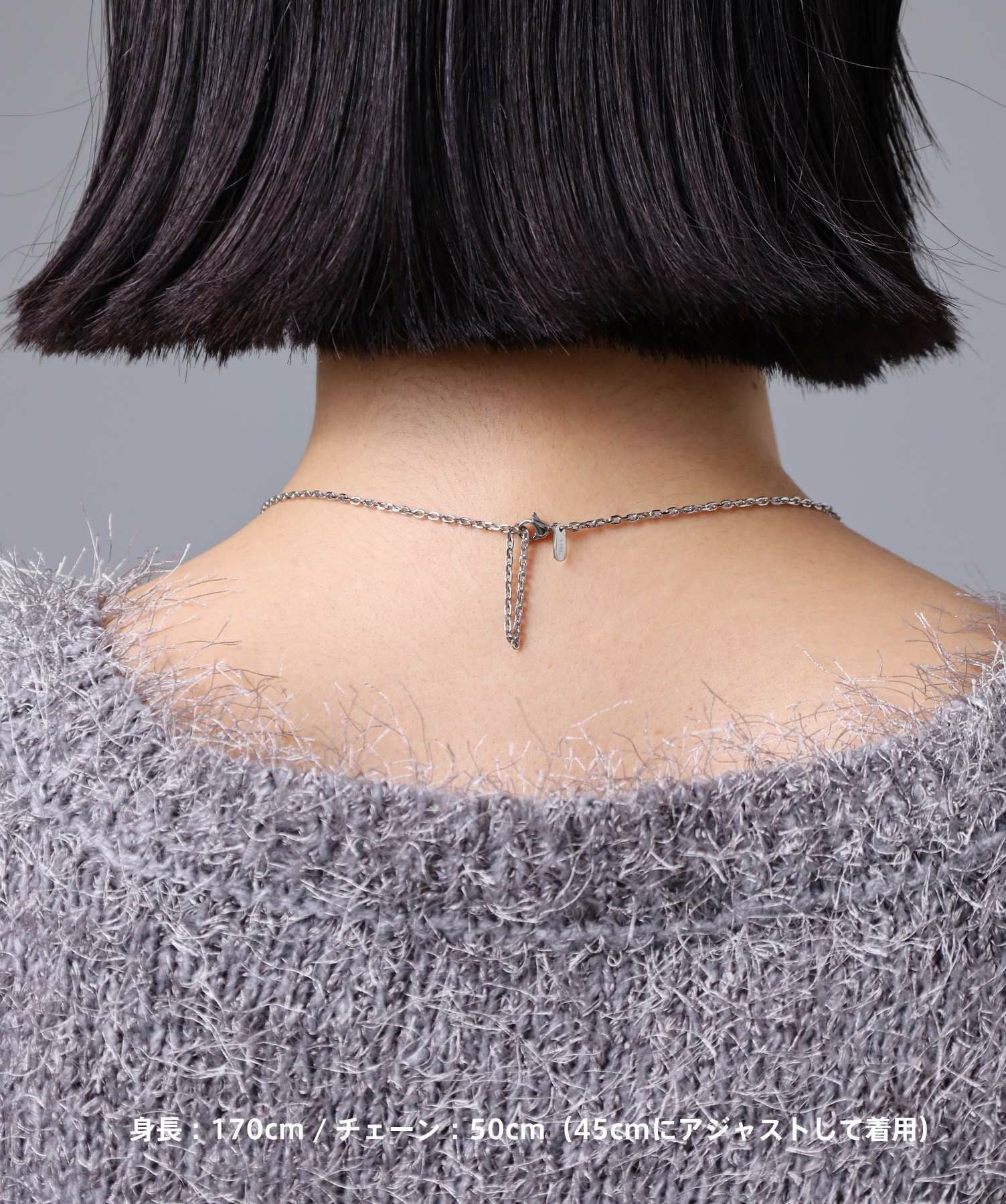 限定展開】“LH-1”エッジダブルリングネックレス（シルバー×ブラック