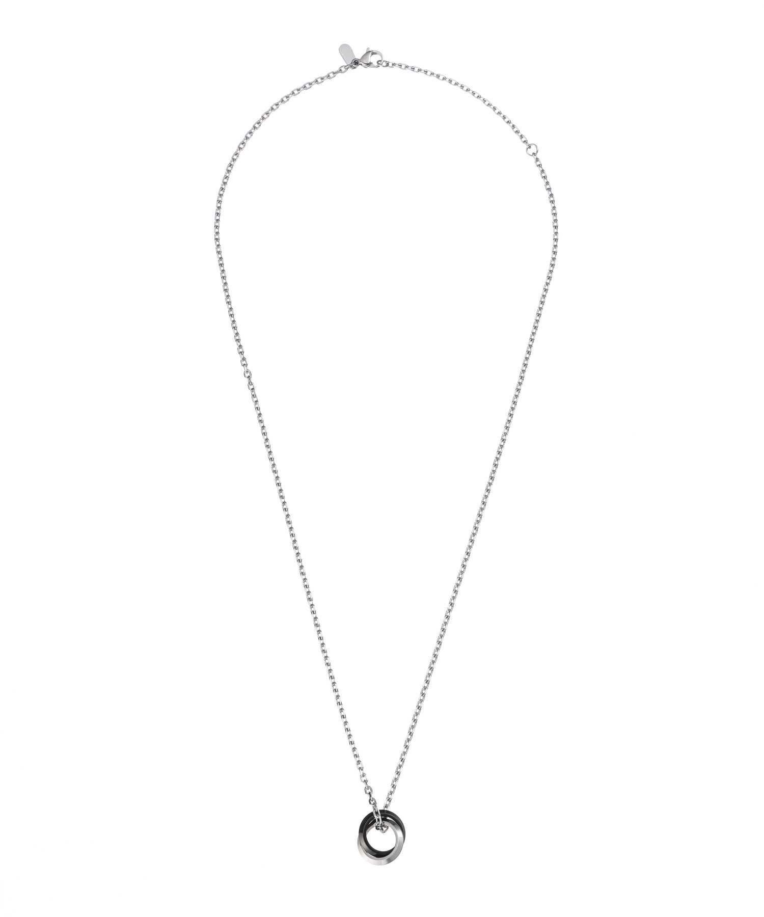 限定展開】“LH-1”エッジダブルリングネックレス（シルバー×ブラック