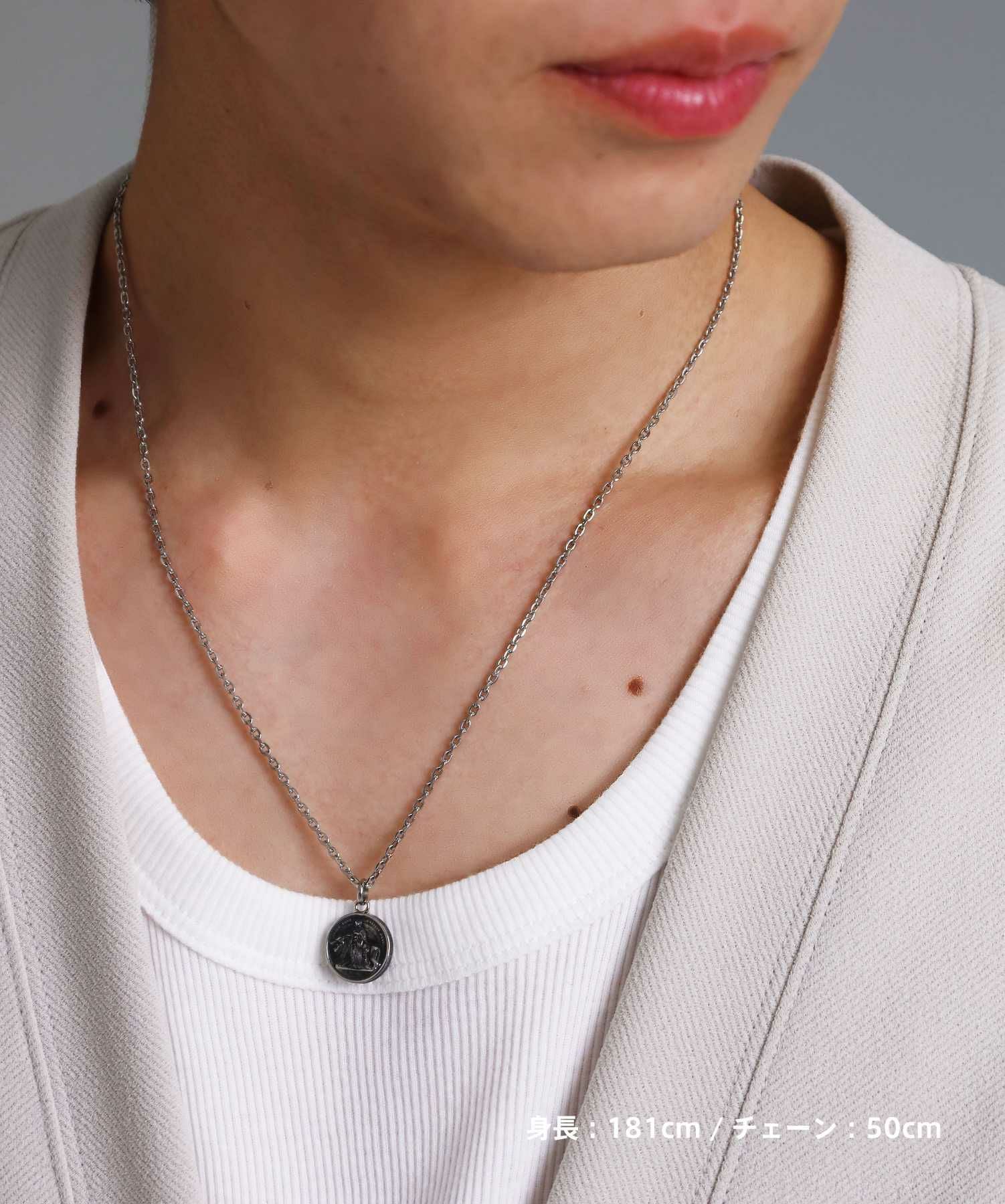 【WEB限定】ウナ＆ライオンコインネックレス/サージカルステンレス316L（金属アレルギー対応）