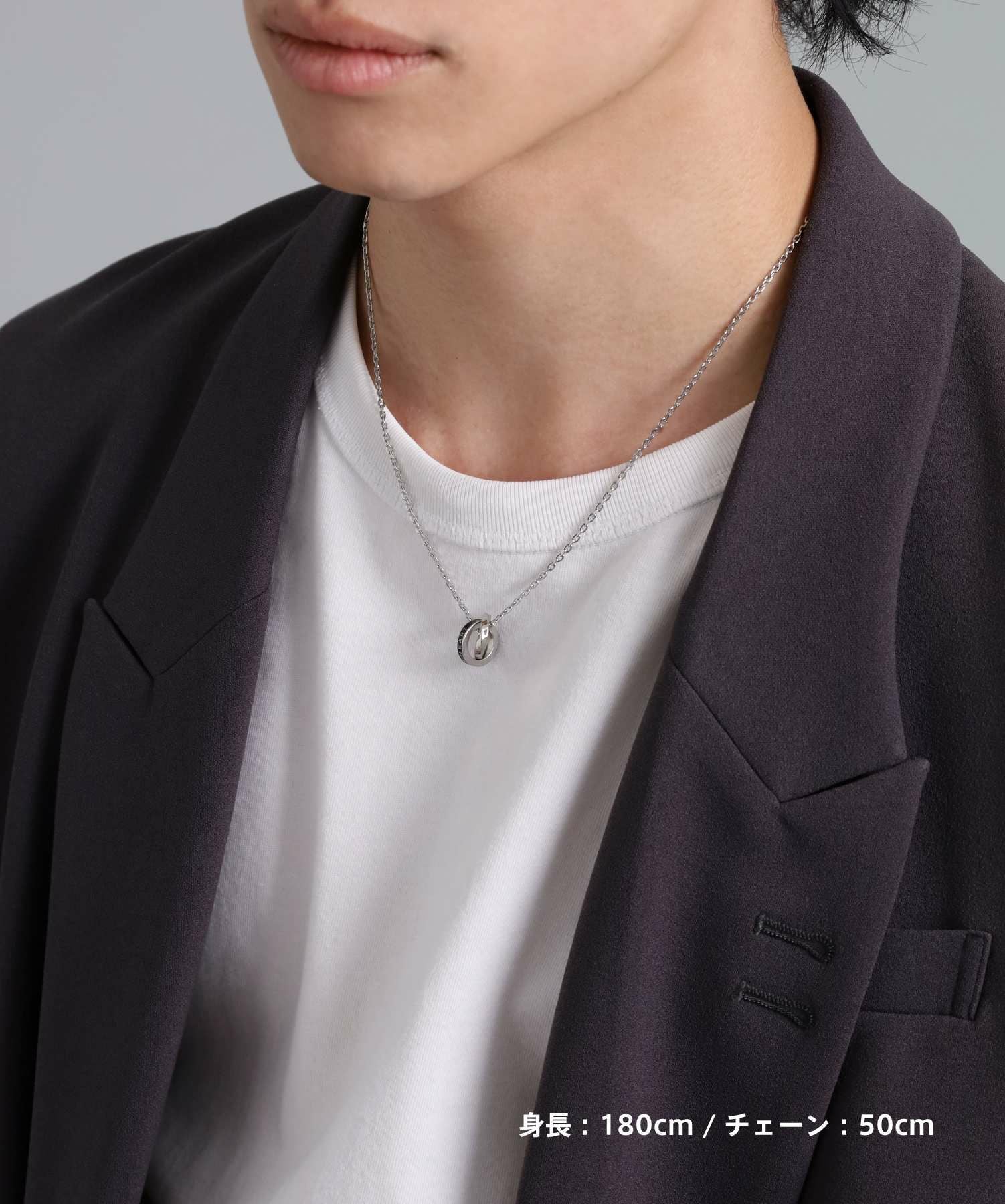 限定展開】“LH-1”ロゴダブルリングネックレス（シルバー×ブラック