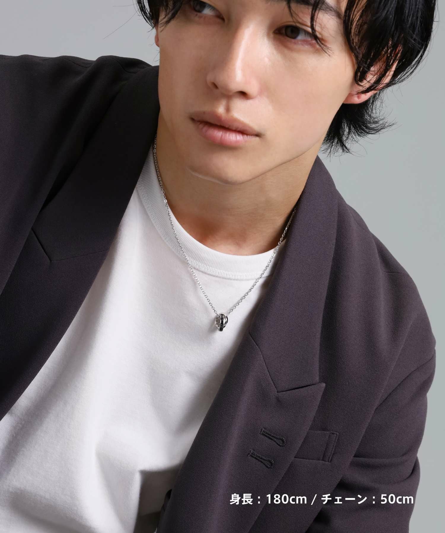 限定展開】“LH-1”ロゴダブルリングネックレス（シルバー×ブラック