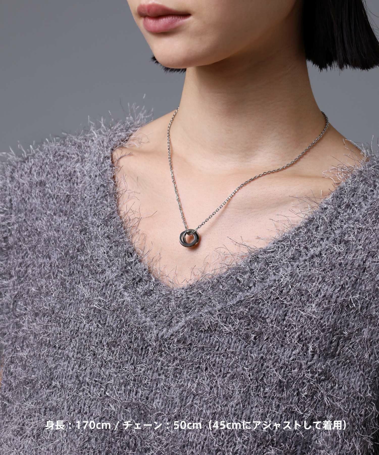 限定展開】“LH-1”ロゴダブルリングネックレス（シルバー×ブラック