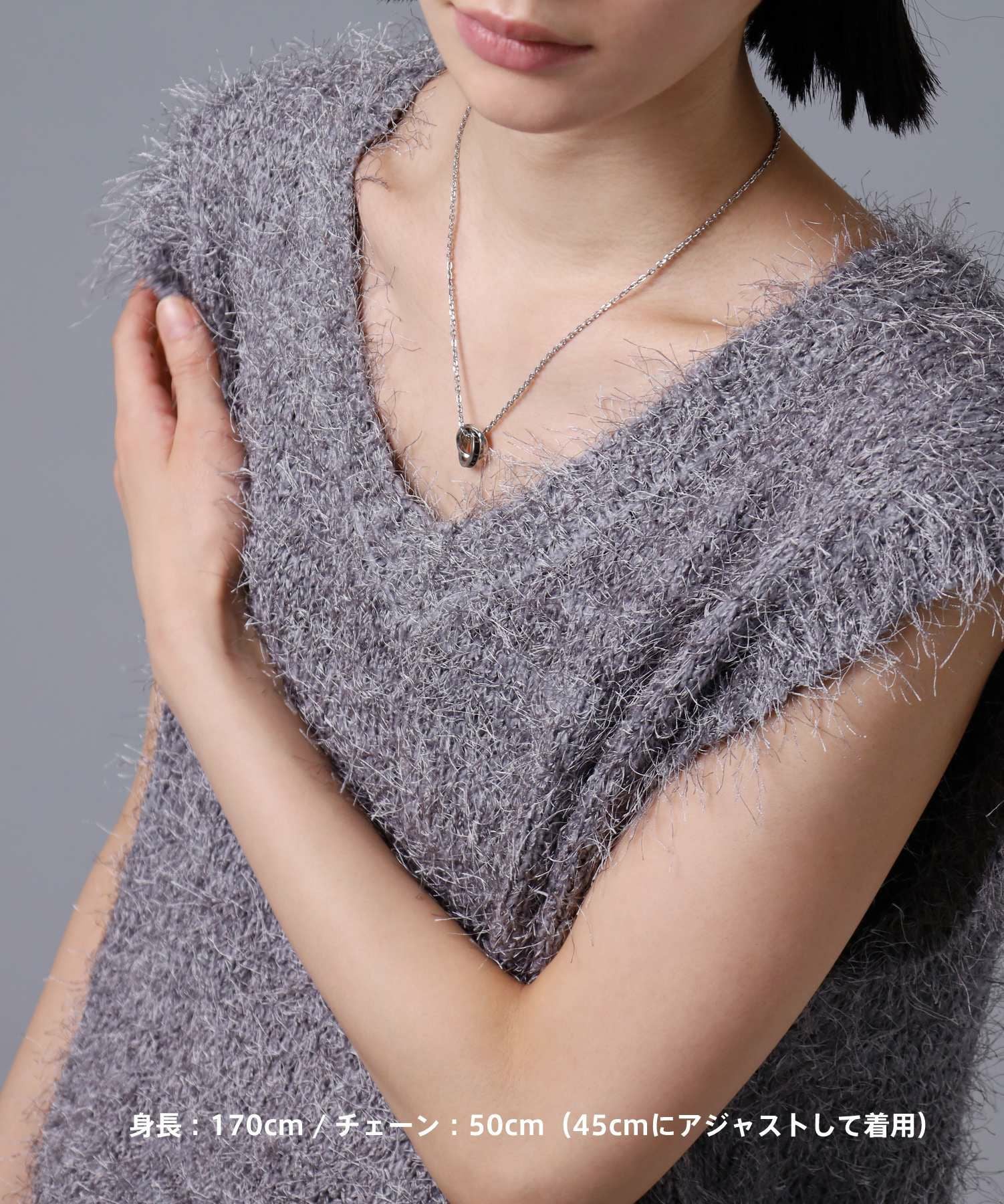 限定展開】“LH-1”ロゴダブルリングネックレス（シルバー×ブラック