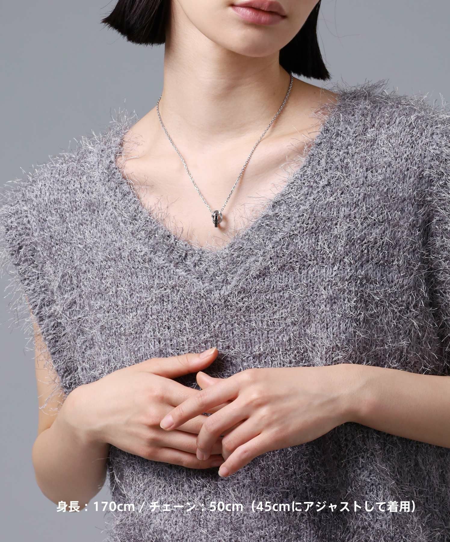 限定展開】“LH-1”ロゴダブルリングネックレス（シルバー×ブラック