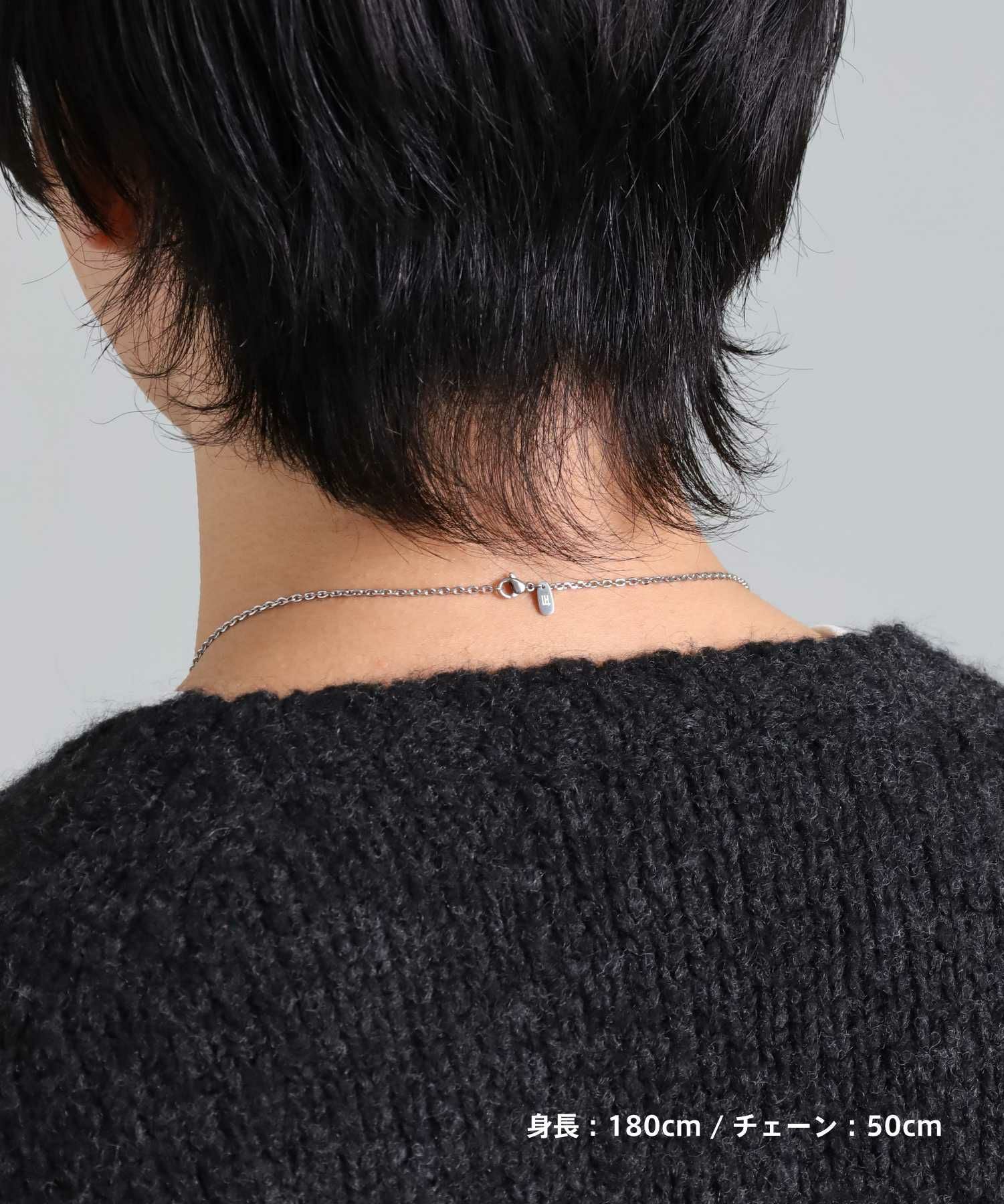 【WEB限定】リバースラウンドダブルリングネックレス/サージカルステンレス316L（金属アレルギー対応）