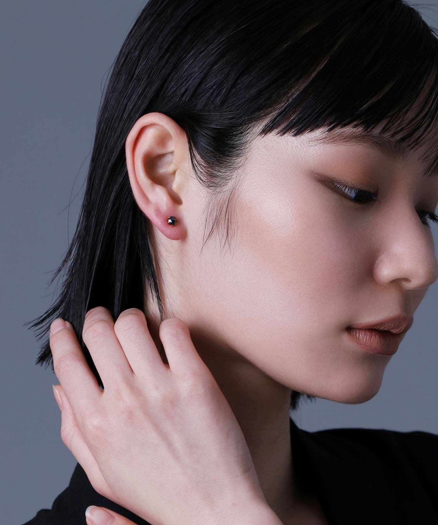 ブラックダイヤモンドピアス/Lサイズ/K18ゴールド | LION HEART STORE
