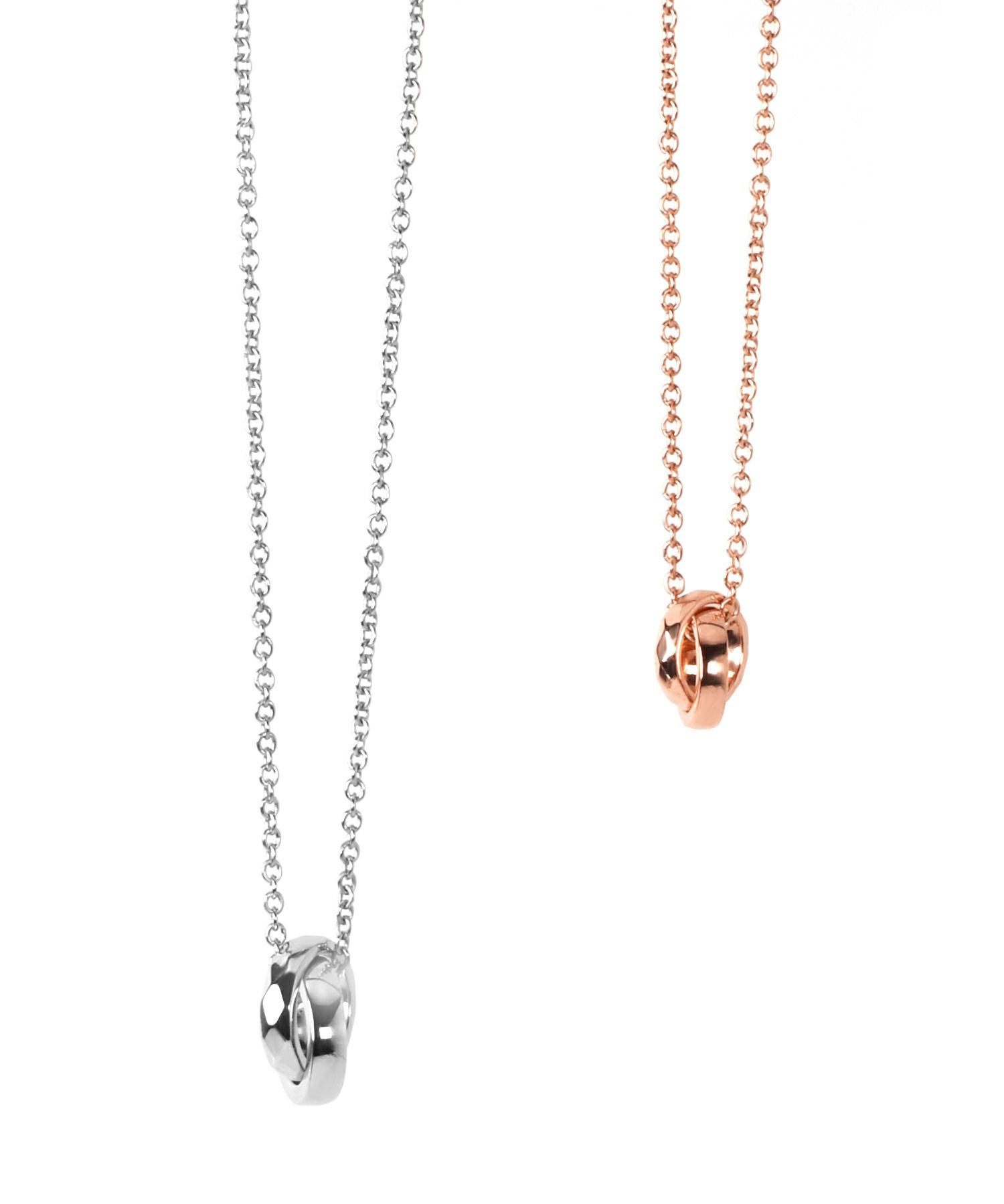 ジ・エッジダブルリングペアネックレス/シルバー&ピンク/シルバー925