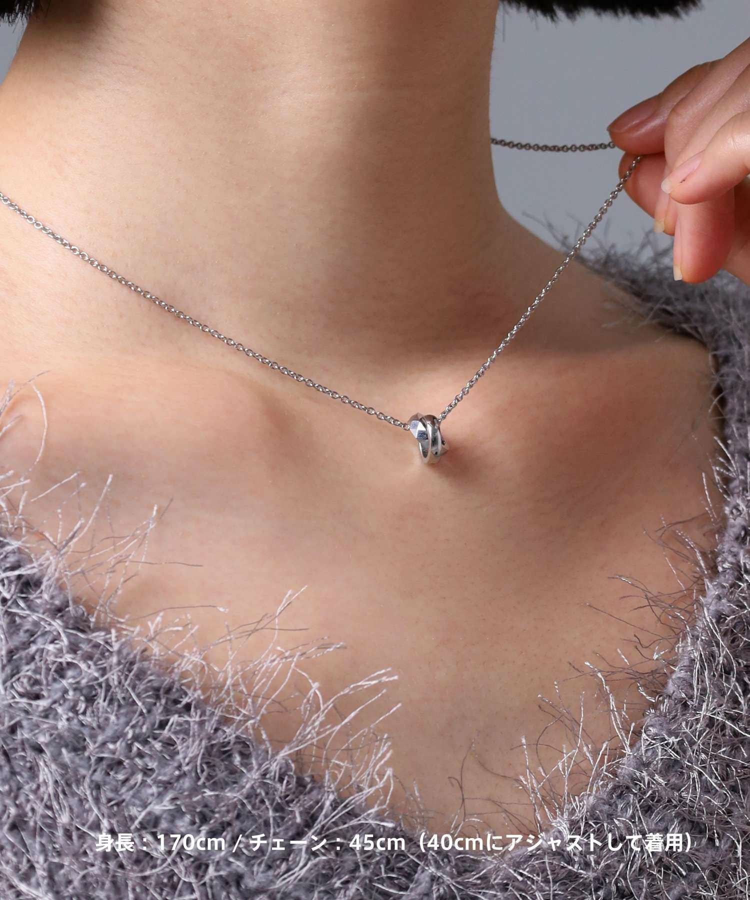 限定展開】“LH-1”スタッドダブルリングネックレス（シルバー