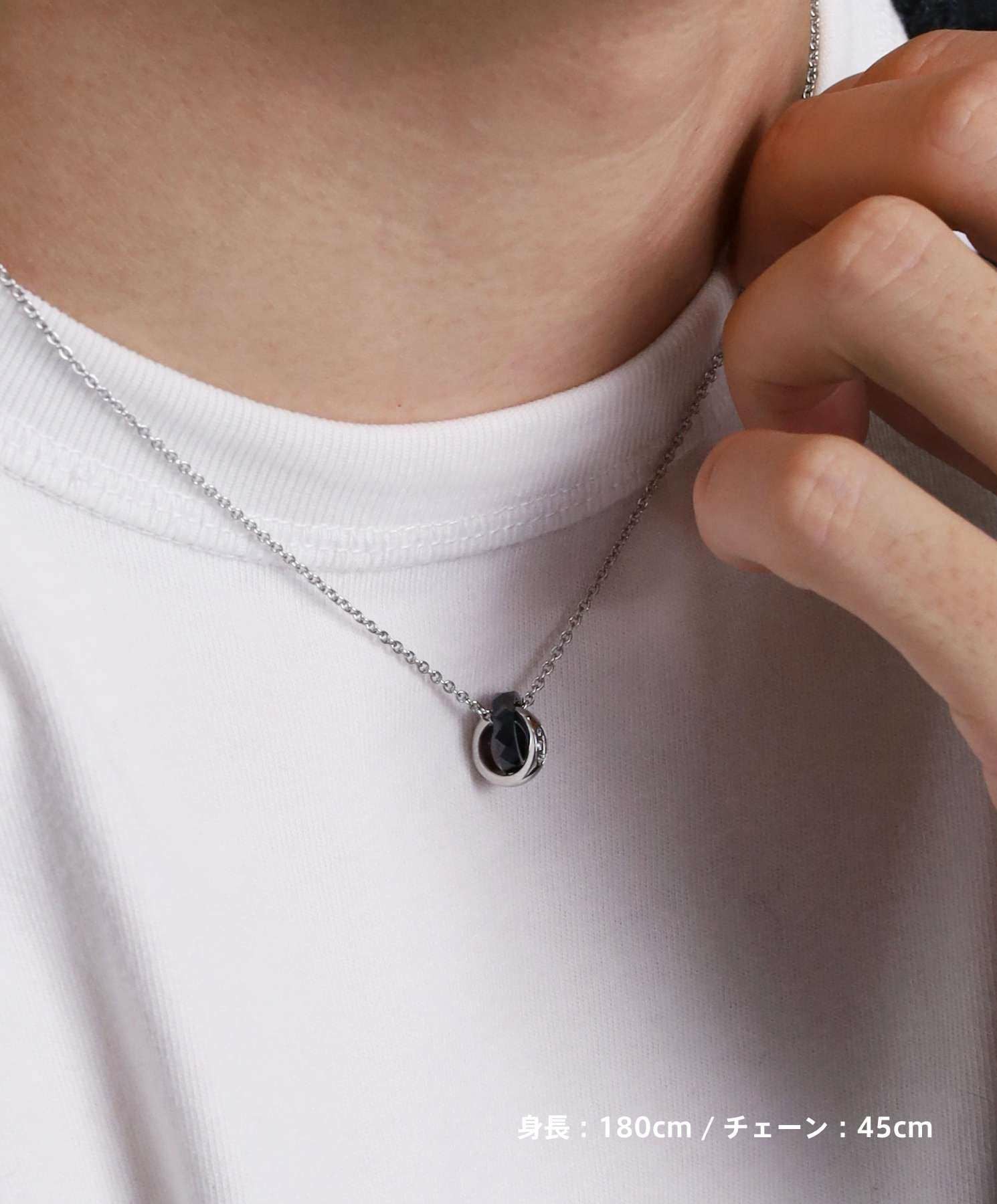 限定展開】“LH-1”スタッドダブルリングネックレス（ブラック